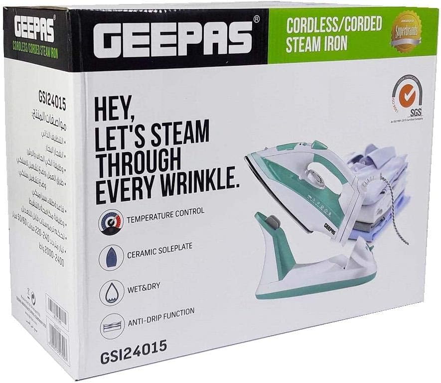 GEEPAS 2400W Cordless/Corded Steam Iron-24015