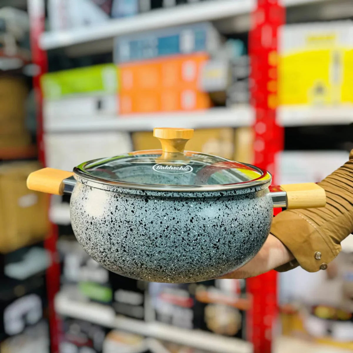 13pcs Bakhschie Granite Cookware Set - Wooden handle