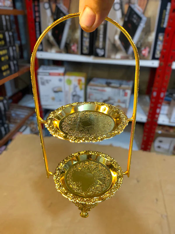 Golden 2 Floor Cake Plate Stand