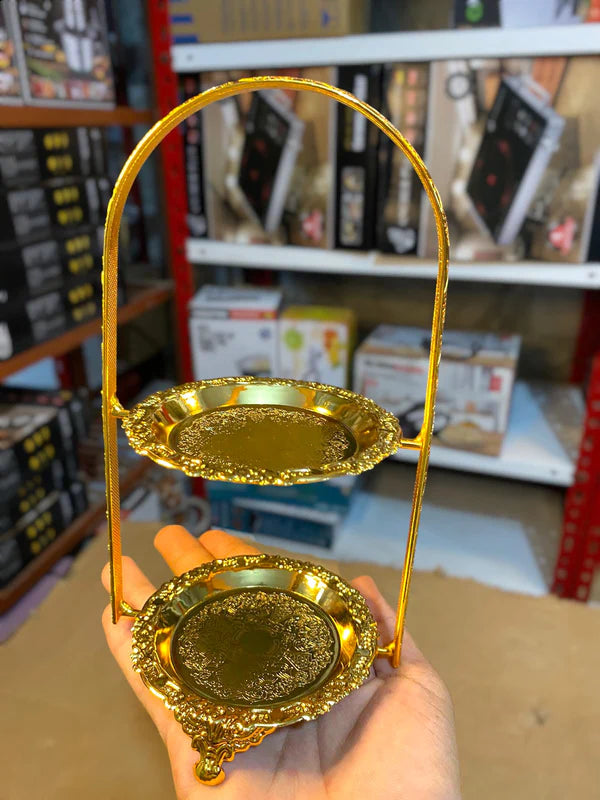 Golden 2 Floor Cake Plate Stand