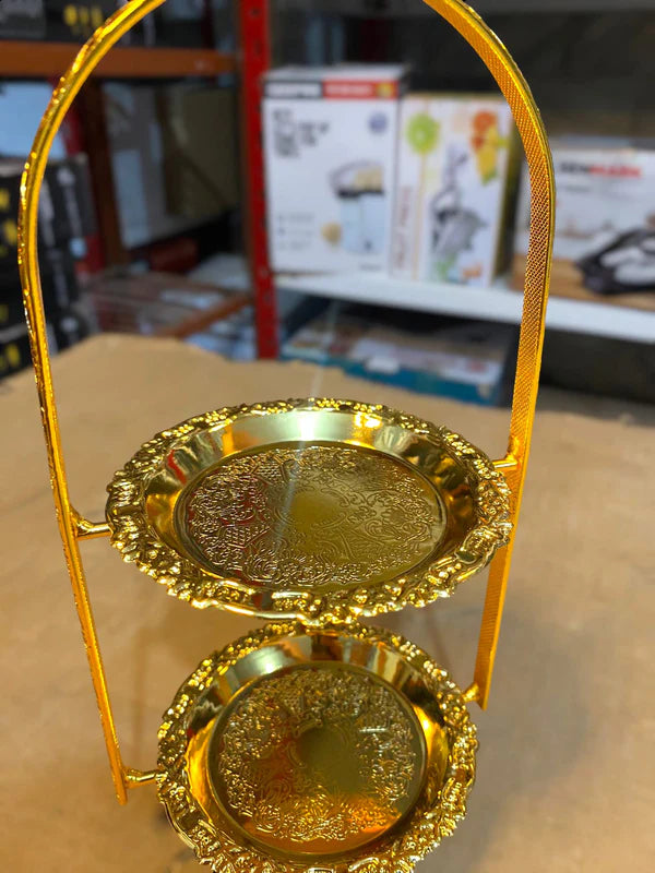 Golden 2 Floor Cake Plate Stand