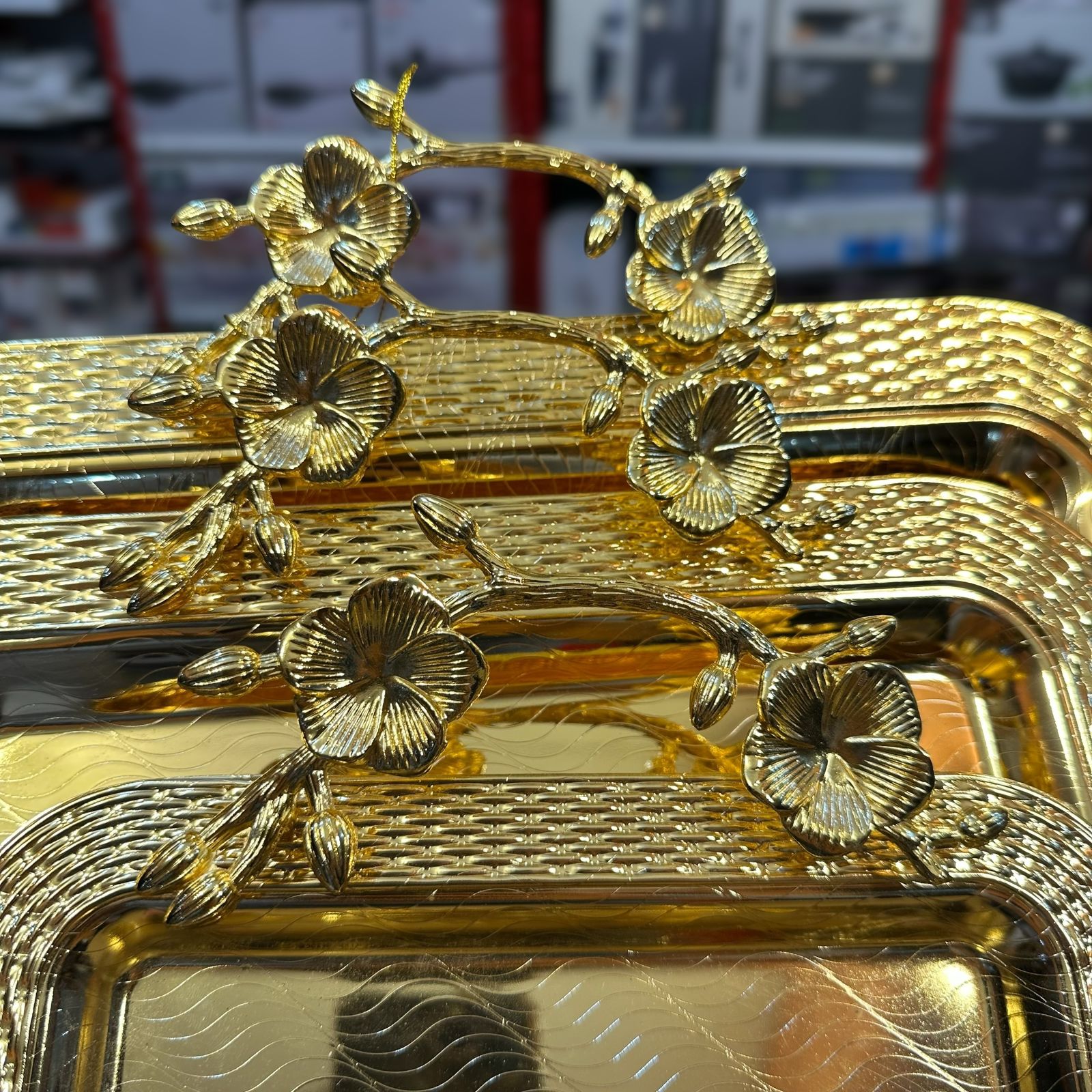 3pcs Premium Quality Steel Serving Tray Set