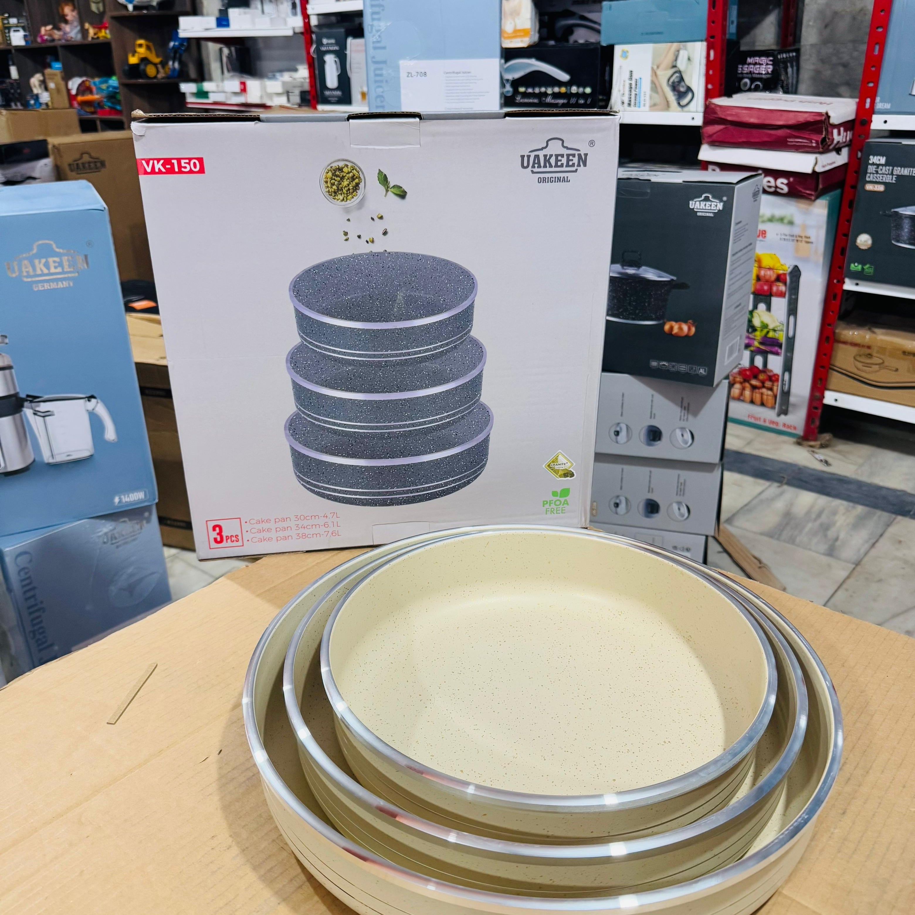 Uakeen Germany 3pcs Die-Cast Granite Cake Pan Set VK-150