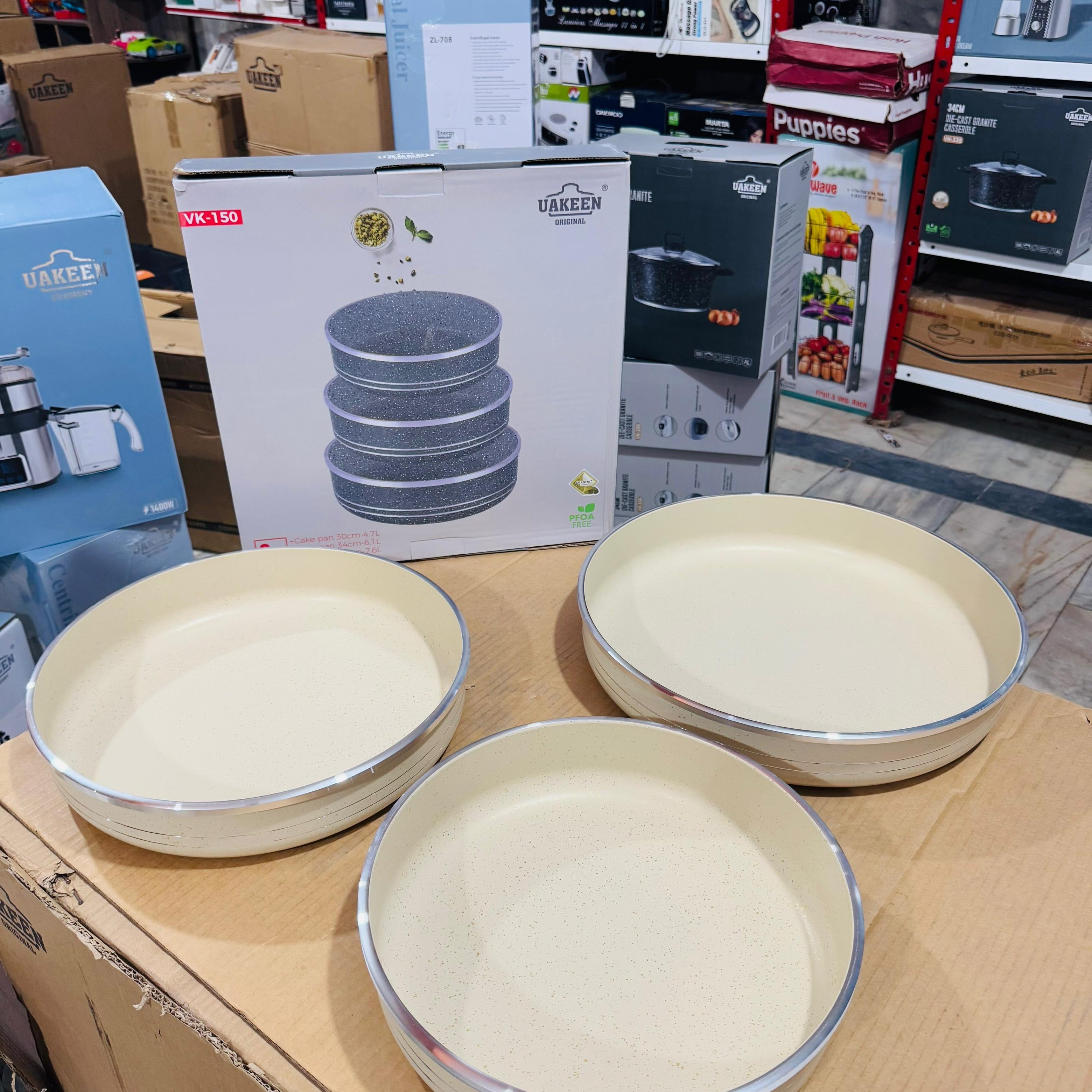 Uakeen Germany 3pcs Die-Cast Granite Cake Pan Set VK-150