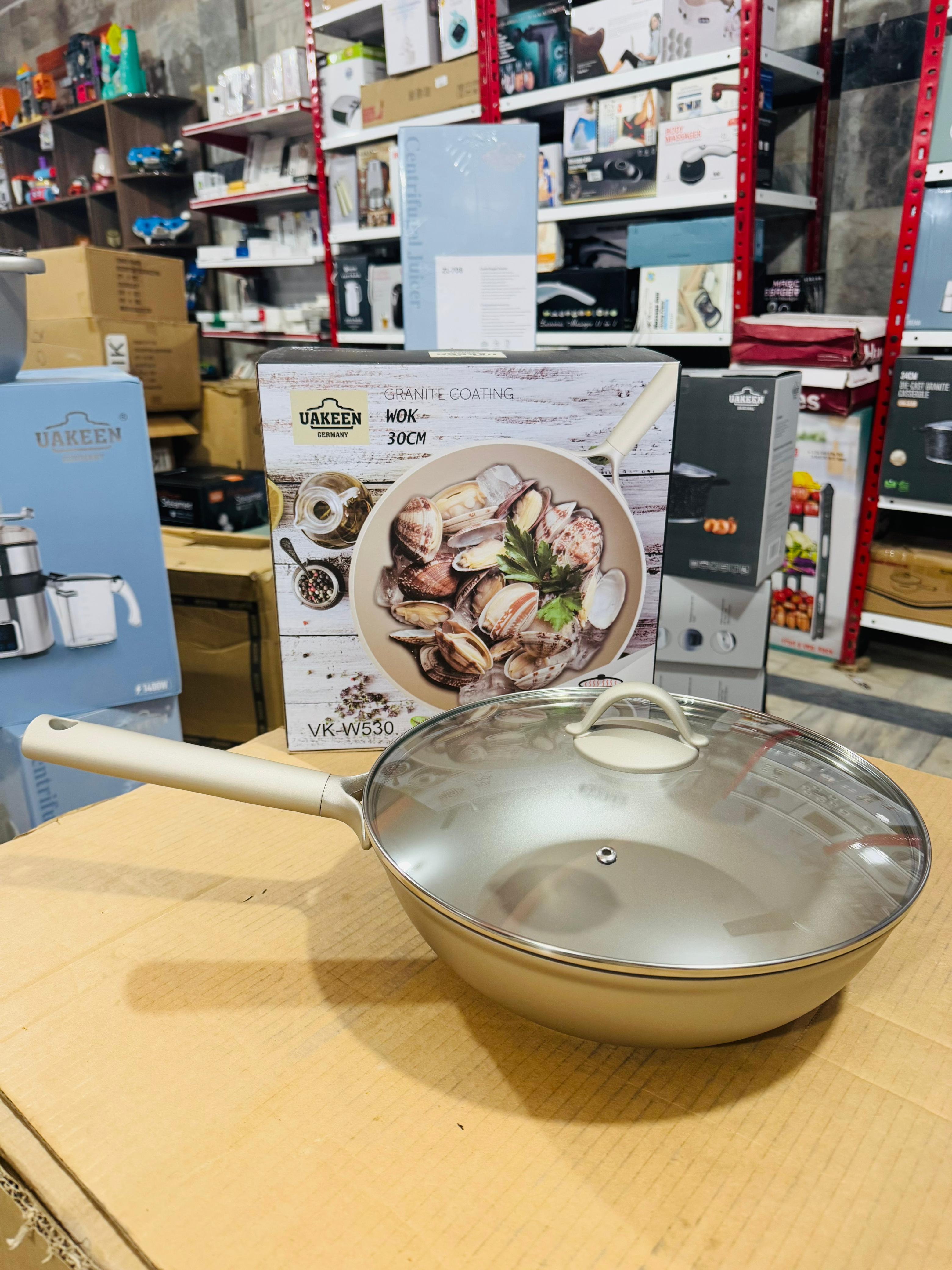 Uakeen Germany Induction Die-Cast Granite WOK 30cm VK-W530