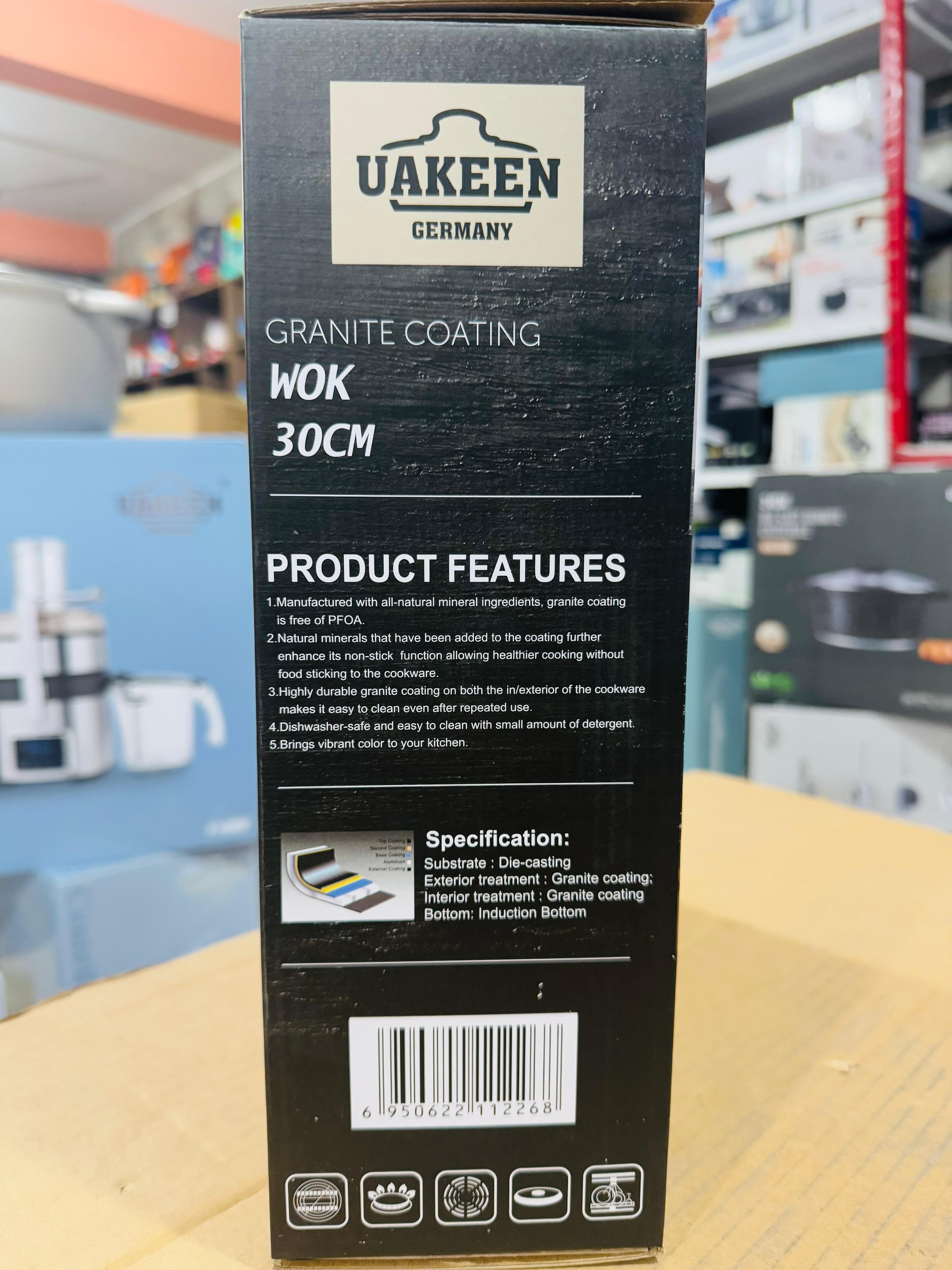 Uakeen Germany Induction Die-Cast Granite WOK 30cm VK-W530