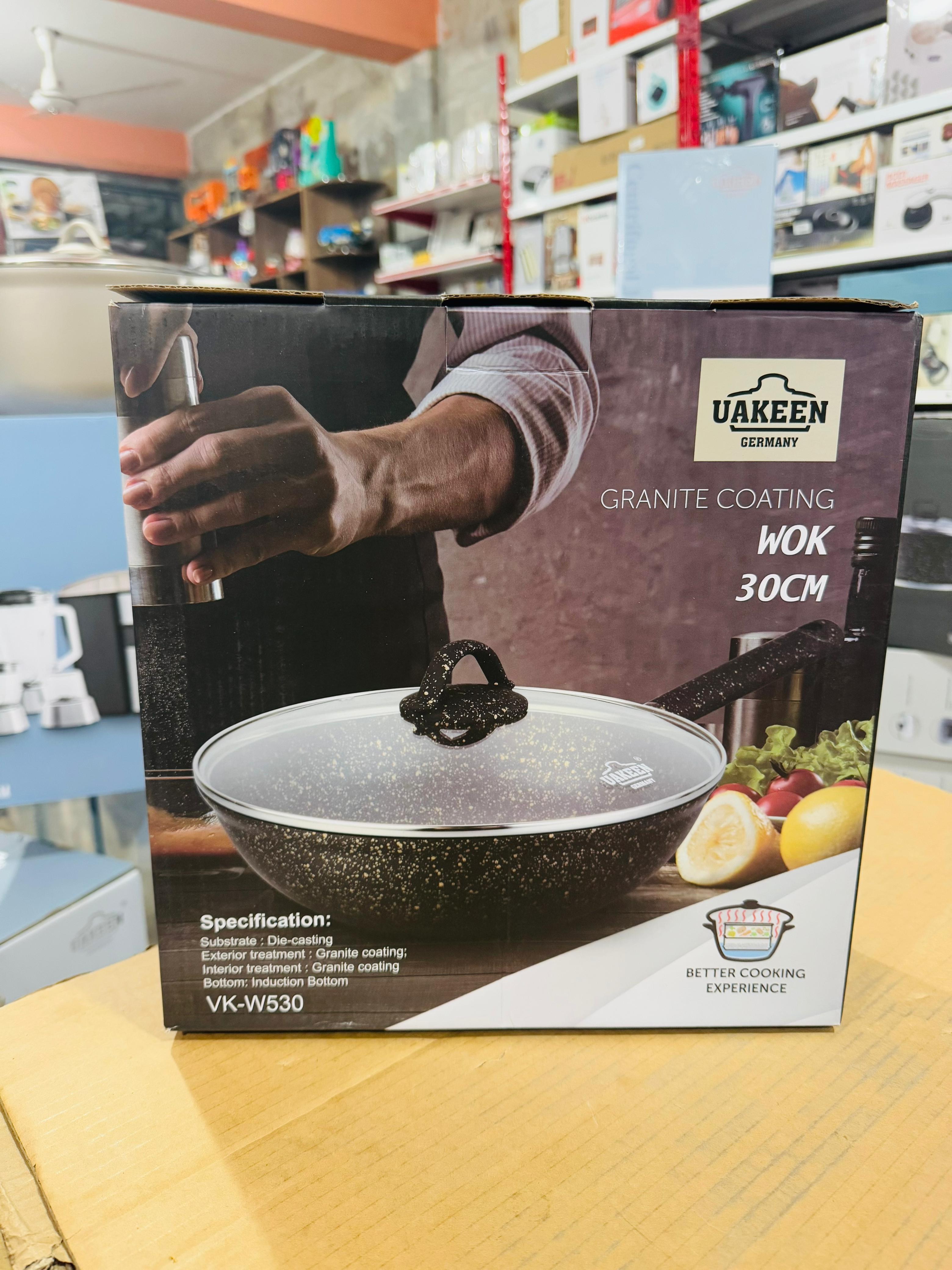 Uakeen Germany Induction Die-Cast Granite WOK 30cm VK-W530