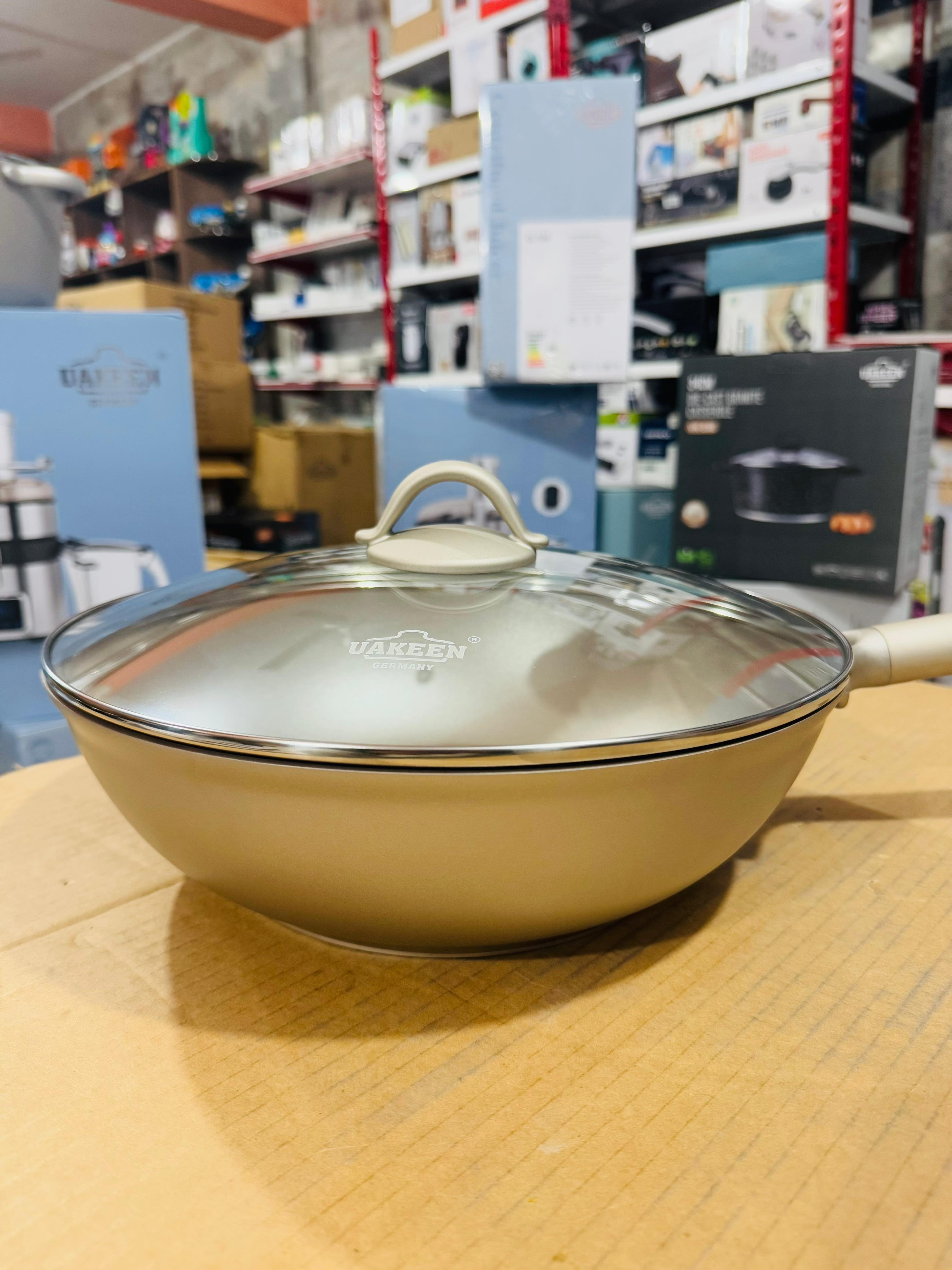 Uakeen Germany Induction Die-Cast Granite WOK 30cm VK-W530