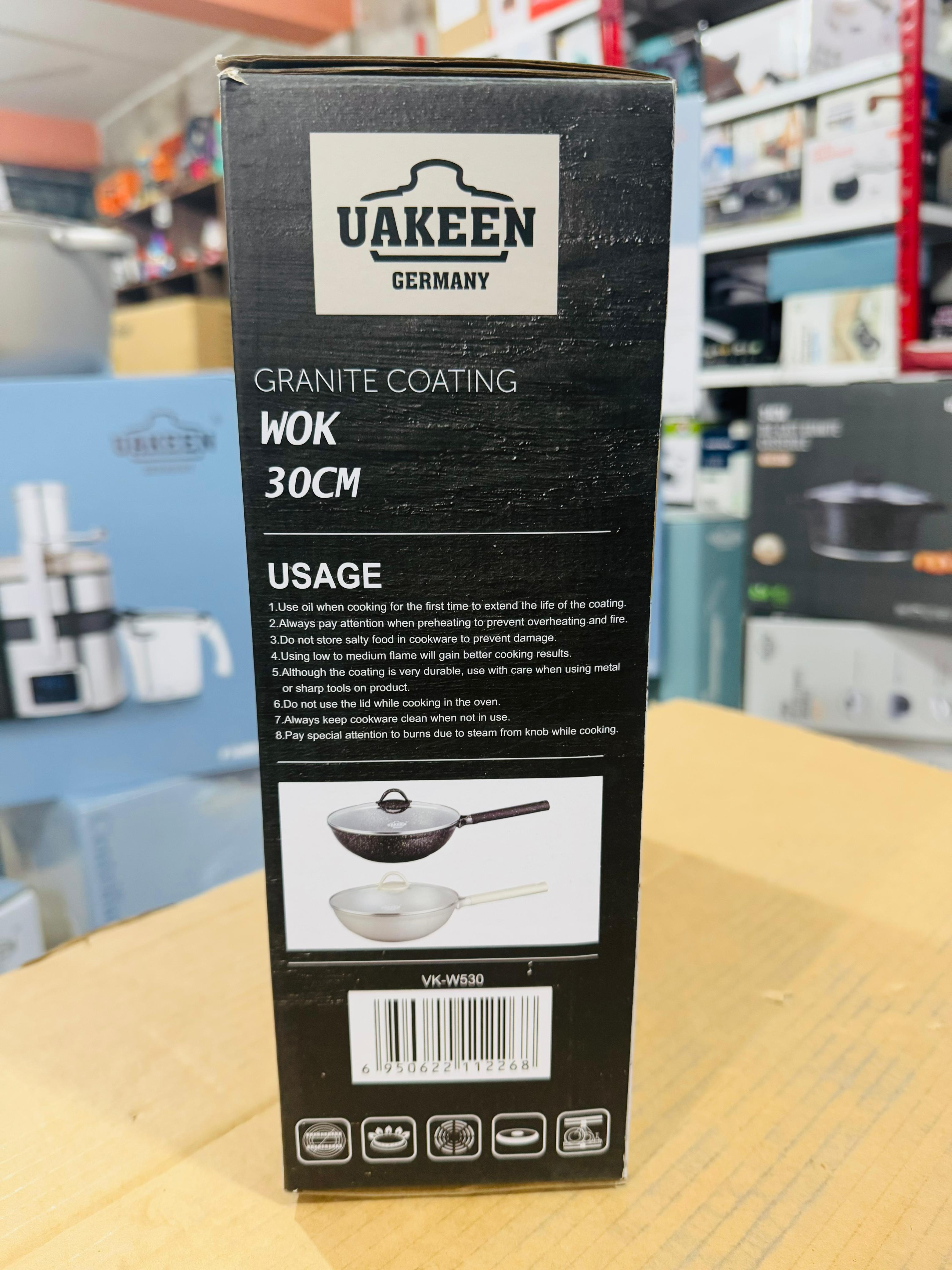 Uakeen Germany Induction Die-Cast Granite WOK 30cm VK-W530