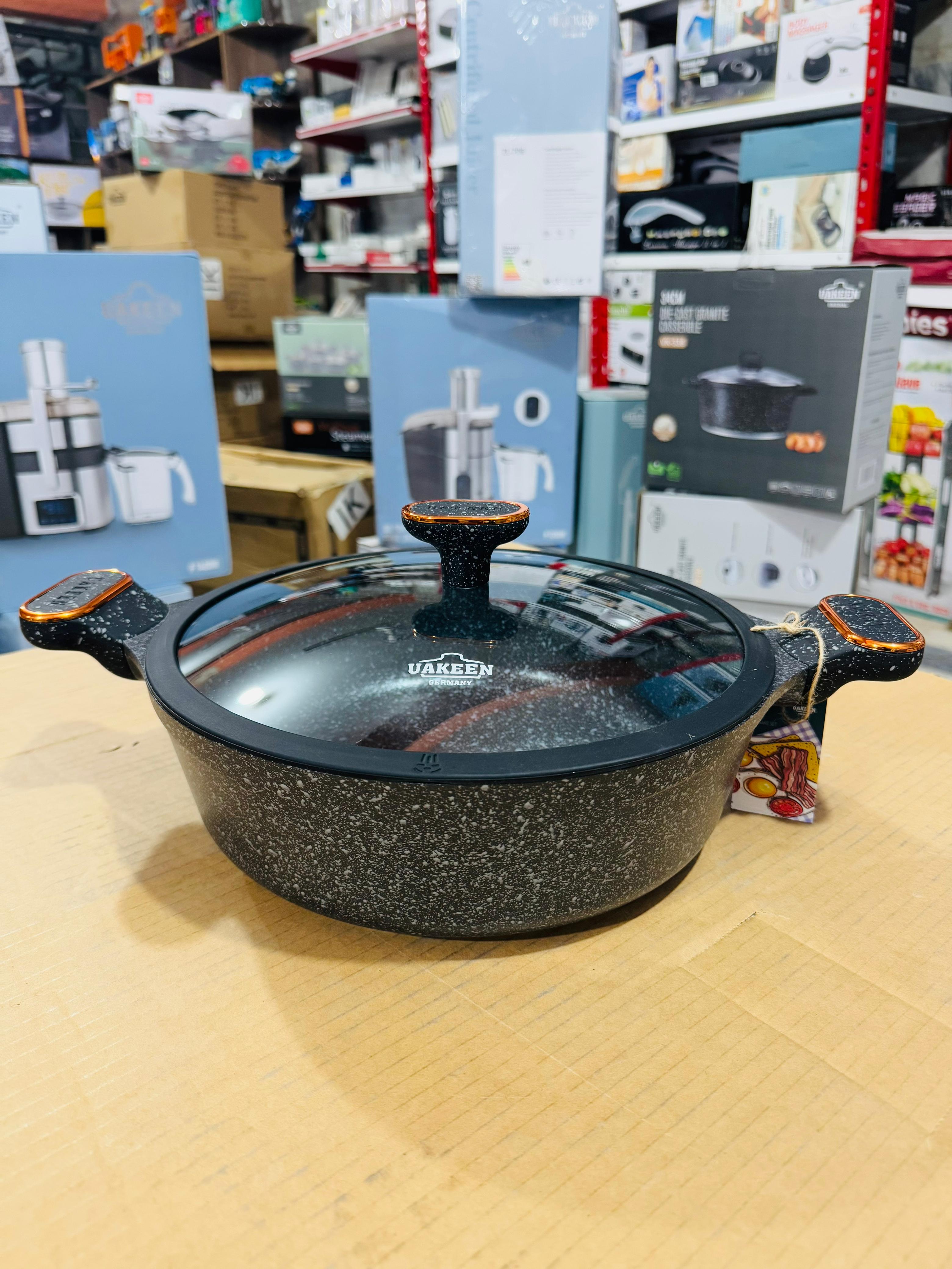 Uakeen Germany Induction Die-Cast Granite Shallow Casserole 28cm VK-S428