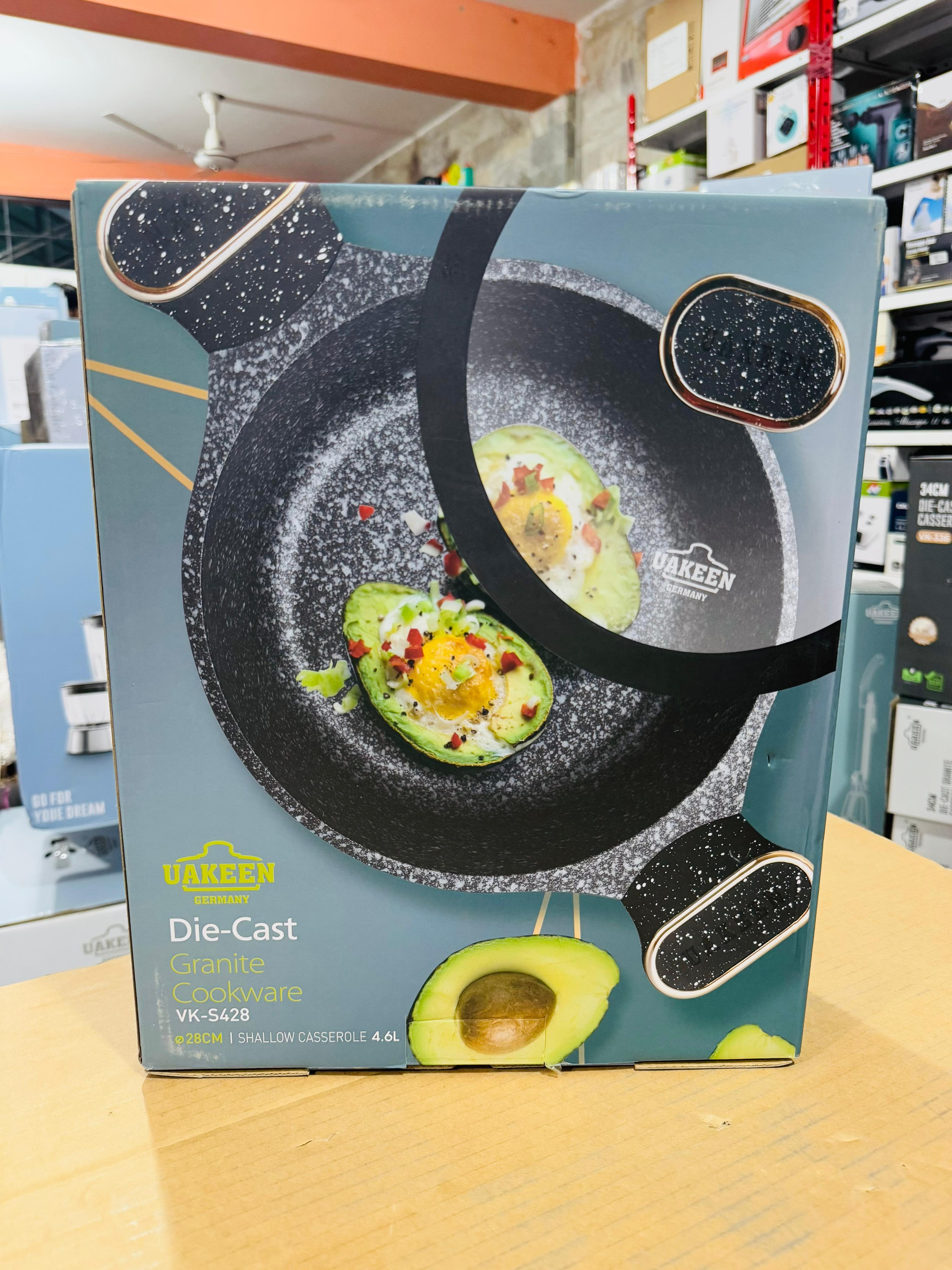 Uakeen Germany Induction Die-Cast Granite Shallow Casserole 28cm VK-S428