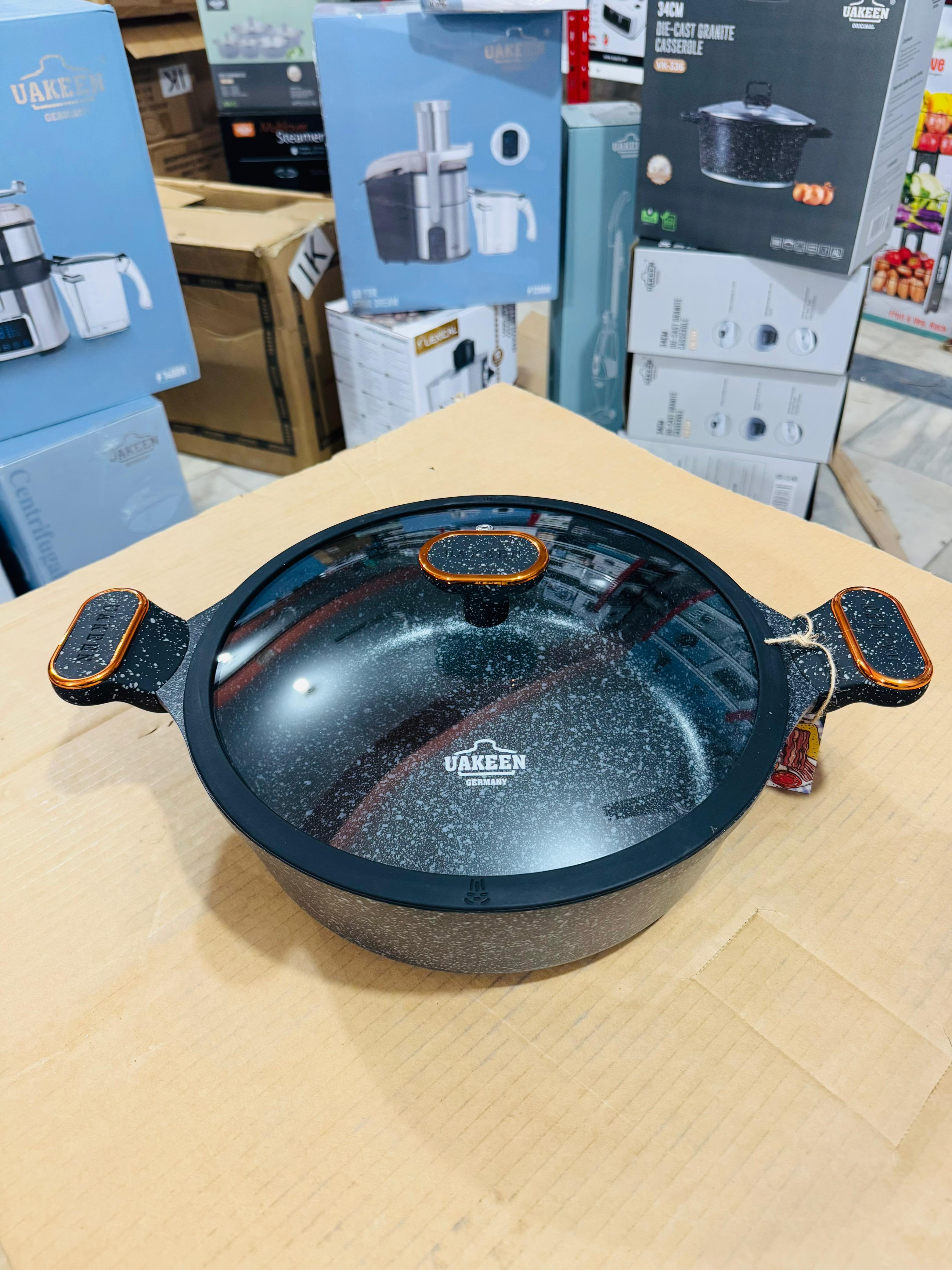 Uakeen Germany Induction Die-Cast Granite Shallow Casserole 28cm VK-S428