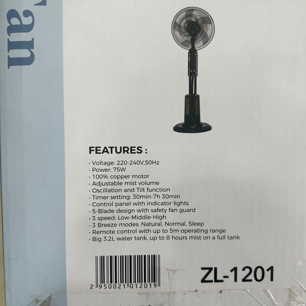 Uakeen 2 in 1 Mist Fan & Humidifier ZL-1201