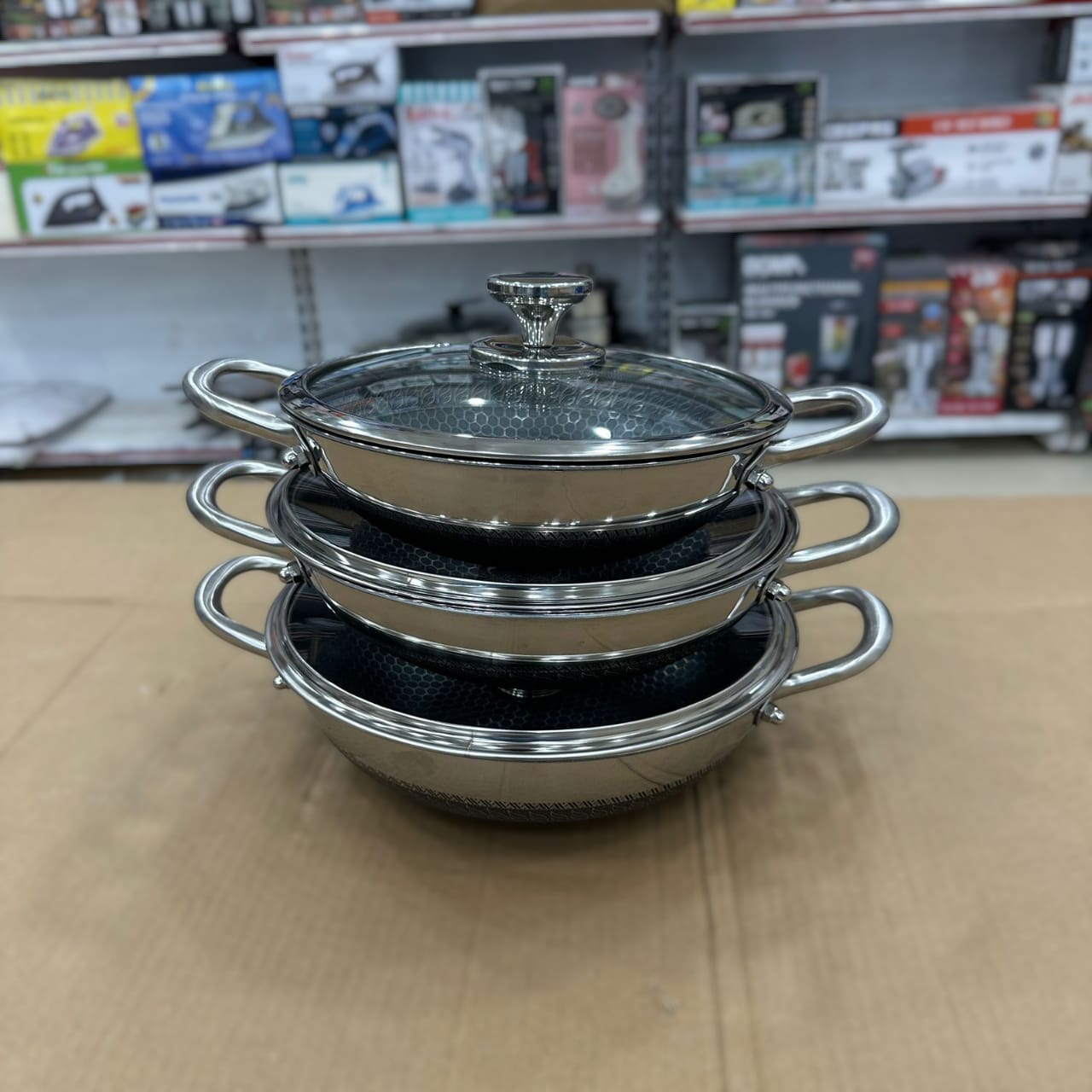 Honeycomb Laser Coated Oval Shape 6pcs Cookware Set