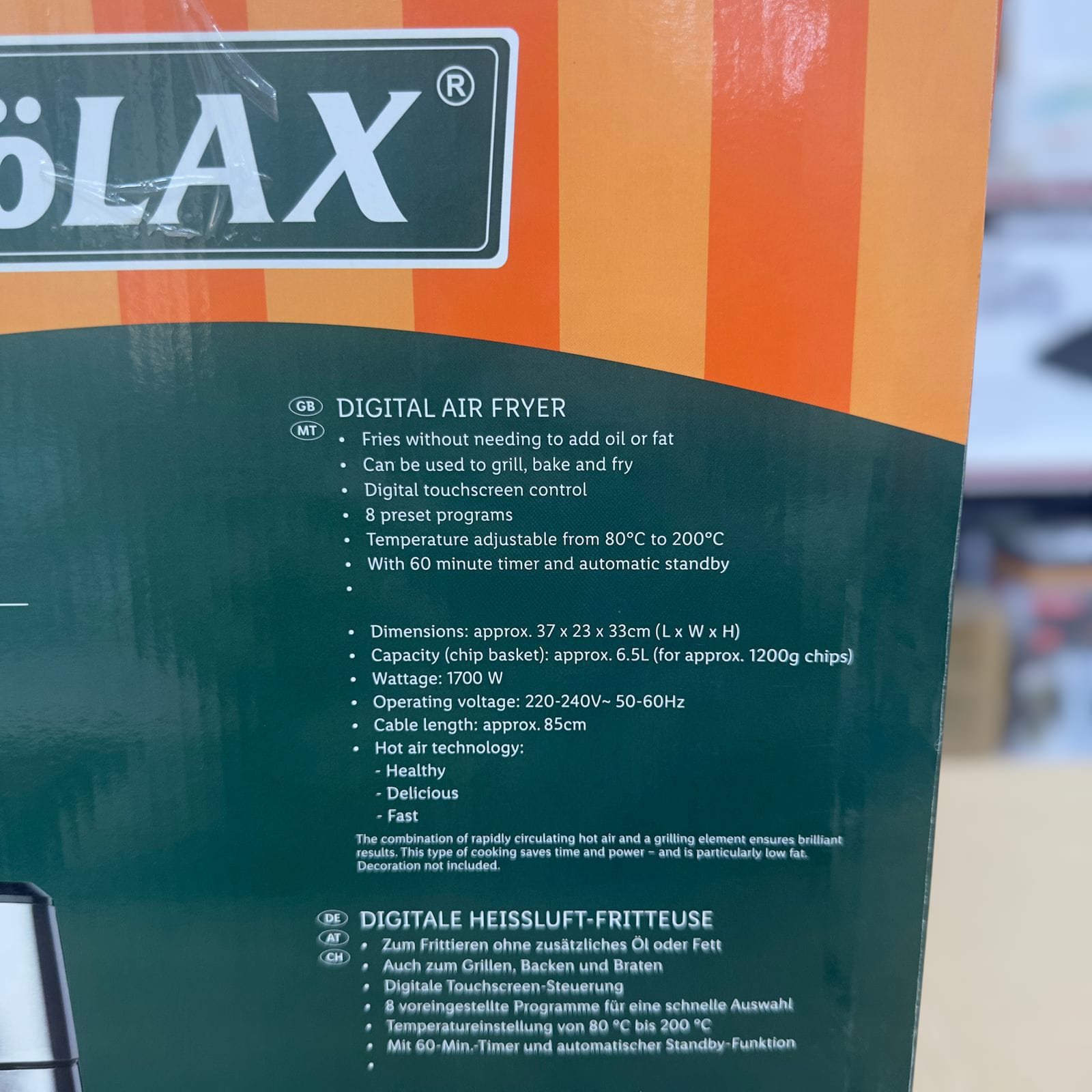 Kolax 6.5L Digital Air Fryer 901608
