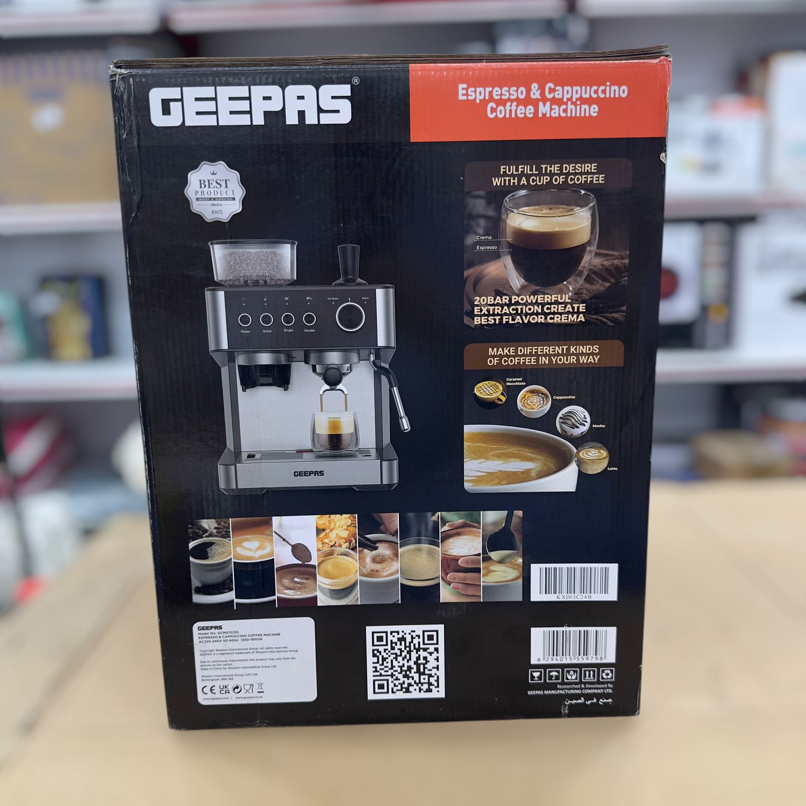 Geepas Espresso and Cappuccino Coffee Machine-1325