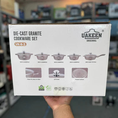 Uakeen Germany Induction Die-Cast Granite Cookware Set 10pcs VK-8-3