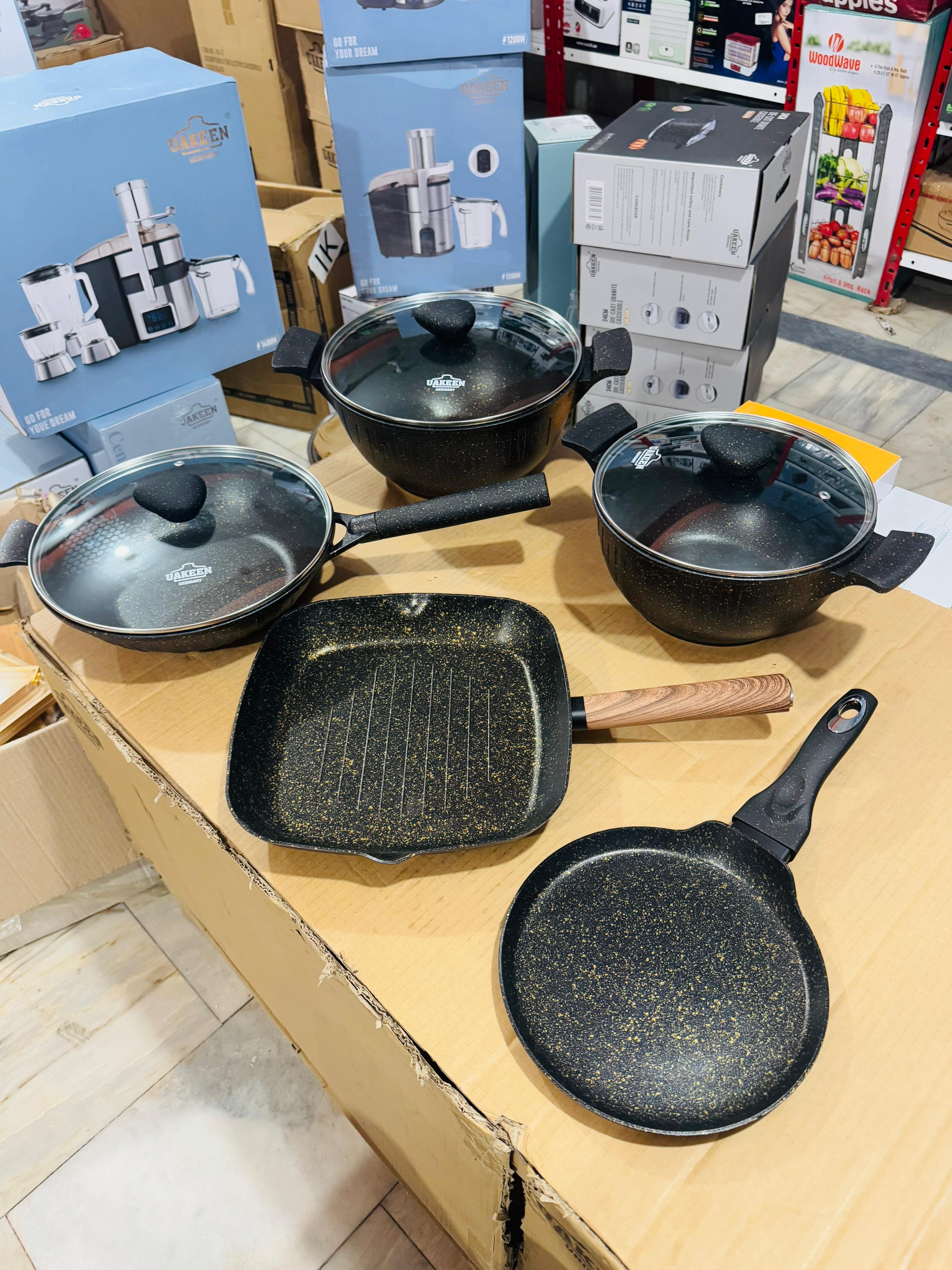 Uakeen Germany Induction Die-Cast Granite Cookware Set 13pcs VK-61