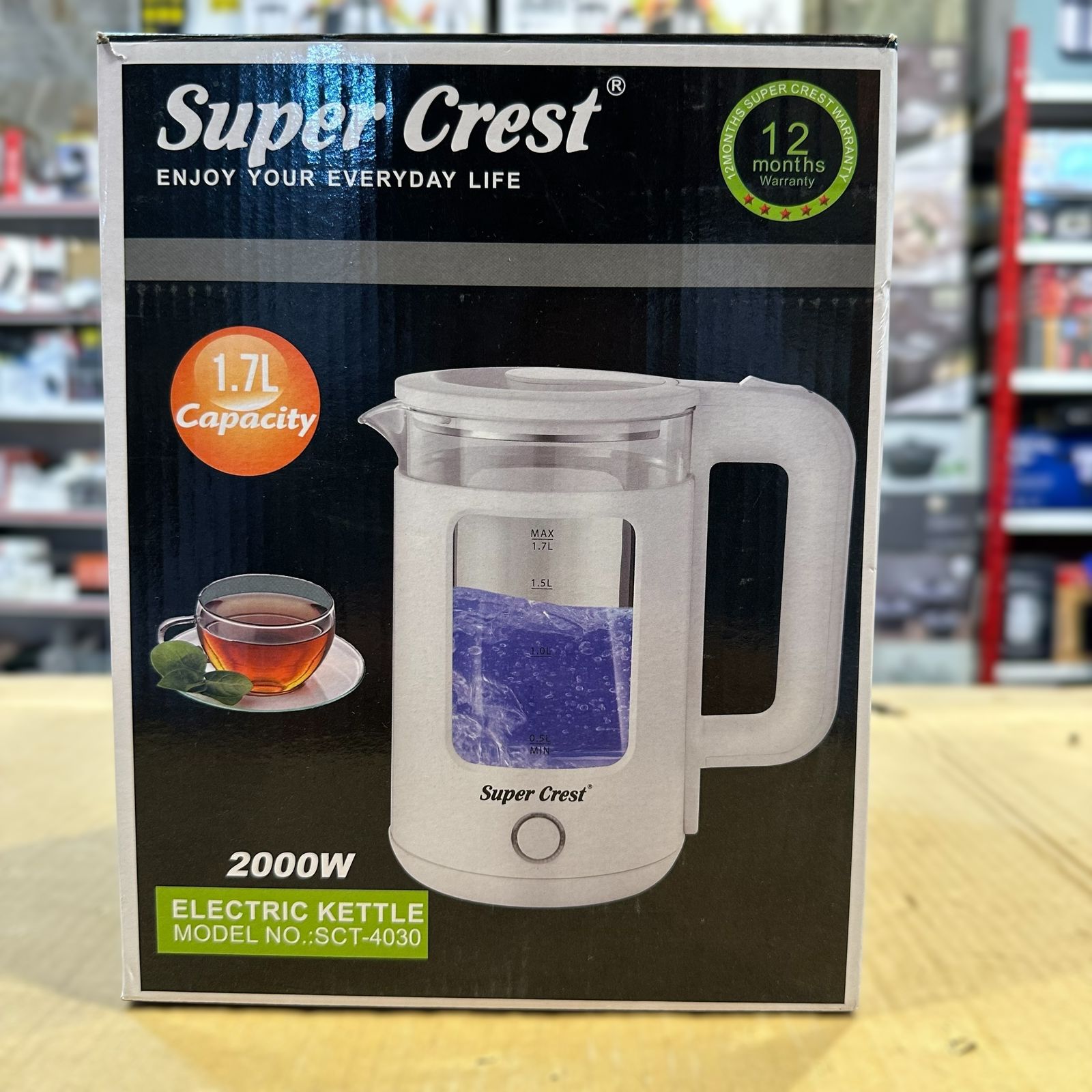 Super Crest Glass Electric Kettle SCT-4030
