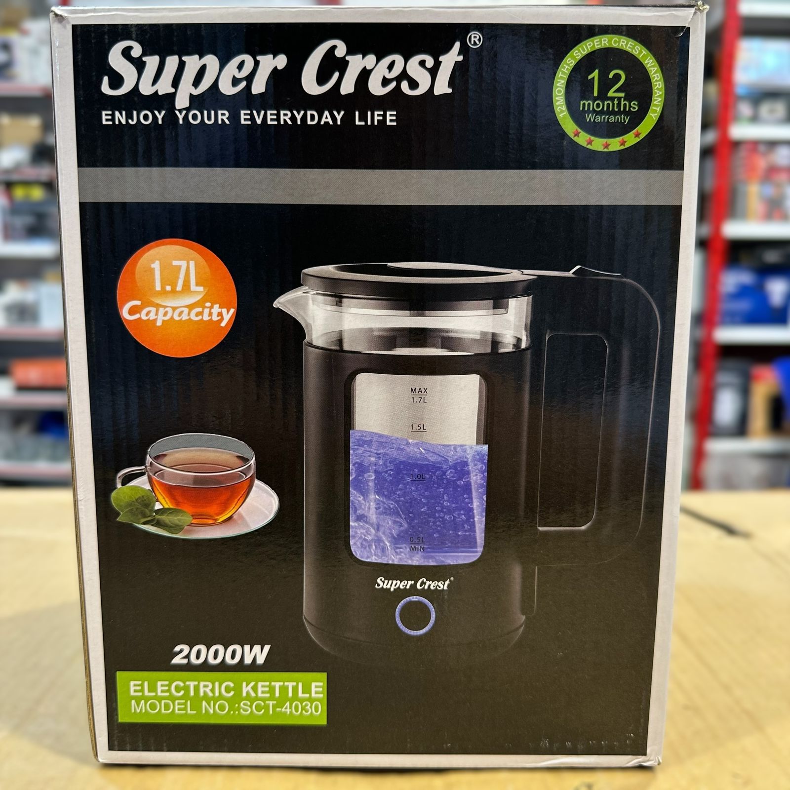 Super Crest Glass Electric Kettle SCT-4030