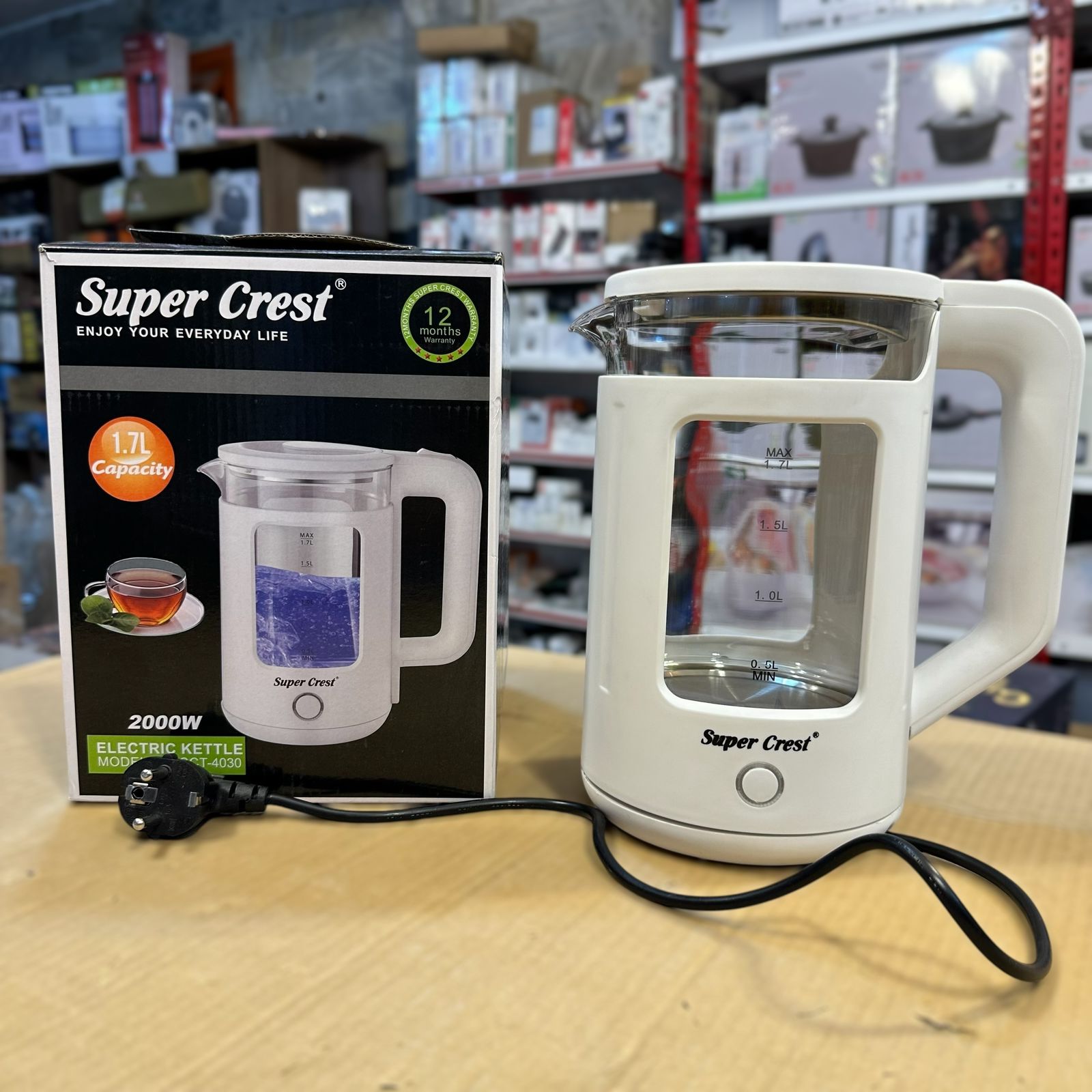 Super Crest Glass Electric Kettle SCT-4030
