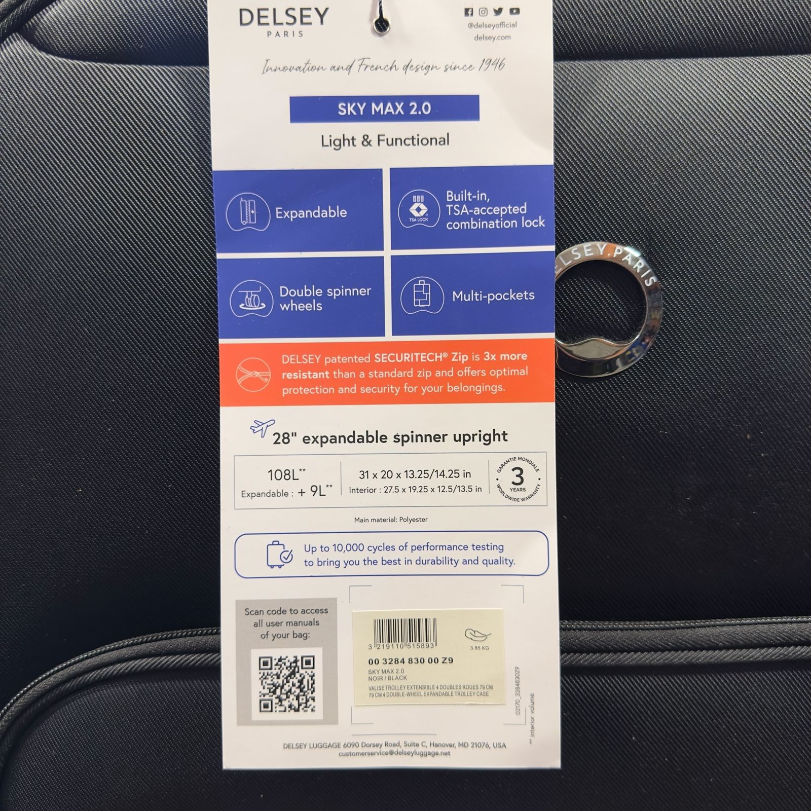 Delsey Paris Sky Max Luggage Set Of 3 Suitecases