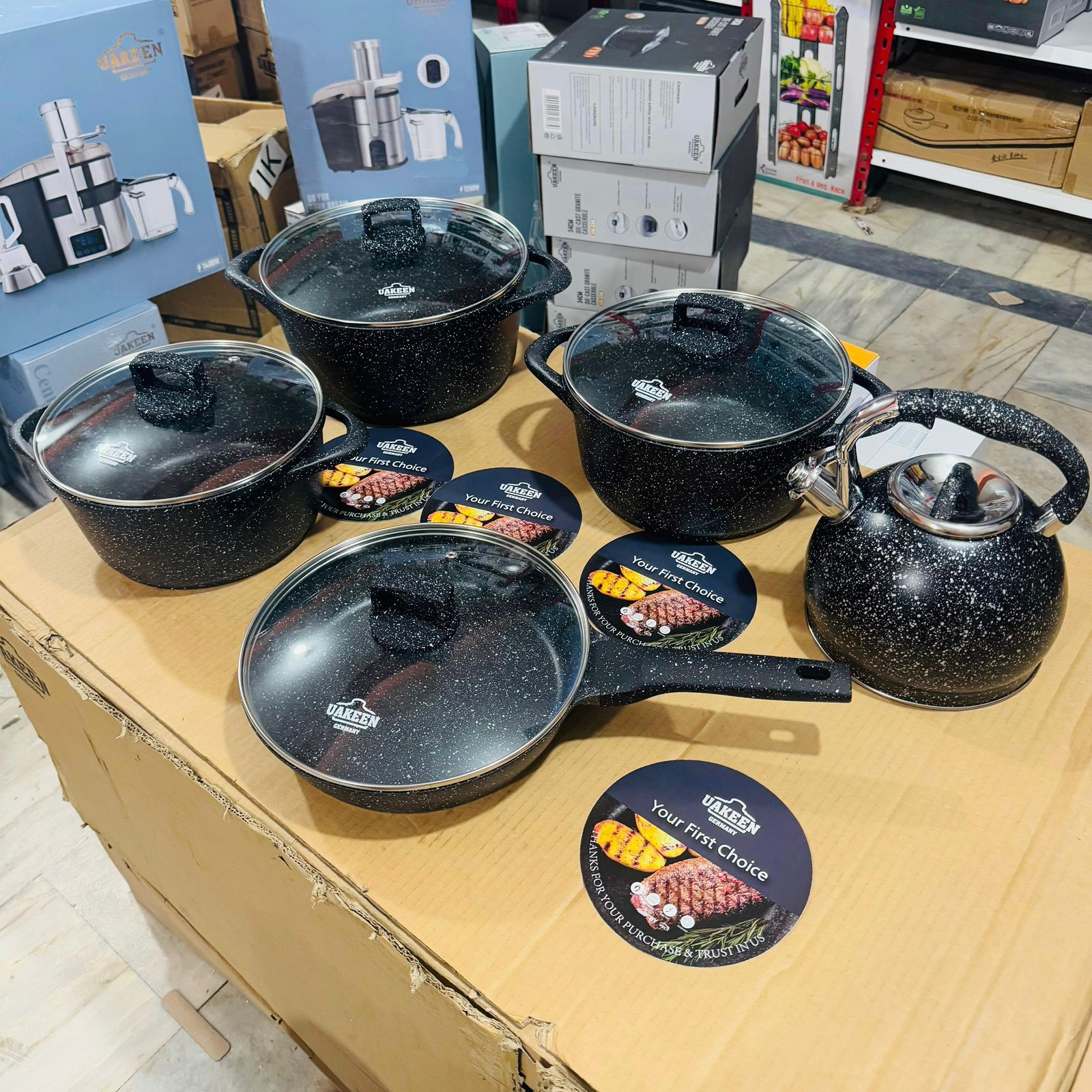 Uakeen Germany Induction Die-Cast Granite Cookware Set 9pcs VK-34