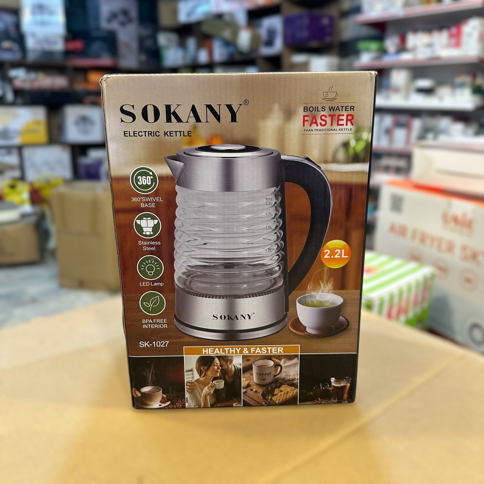 Sokanay 2.2L Electric Glass Kettle 2000W SK-1027