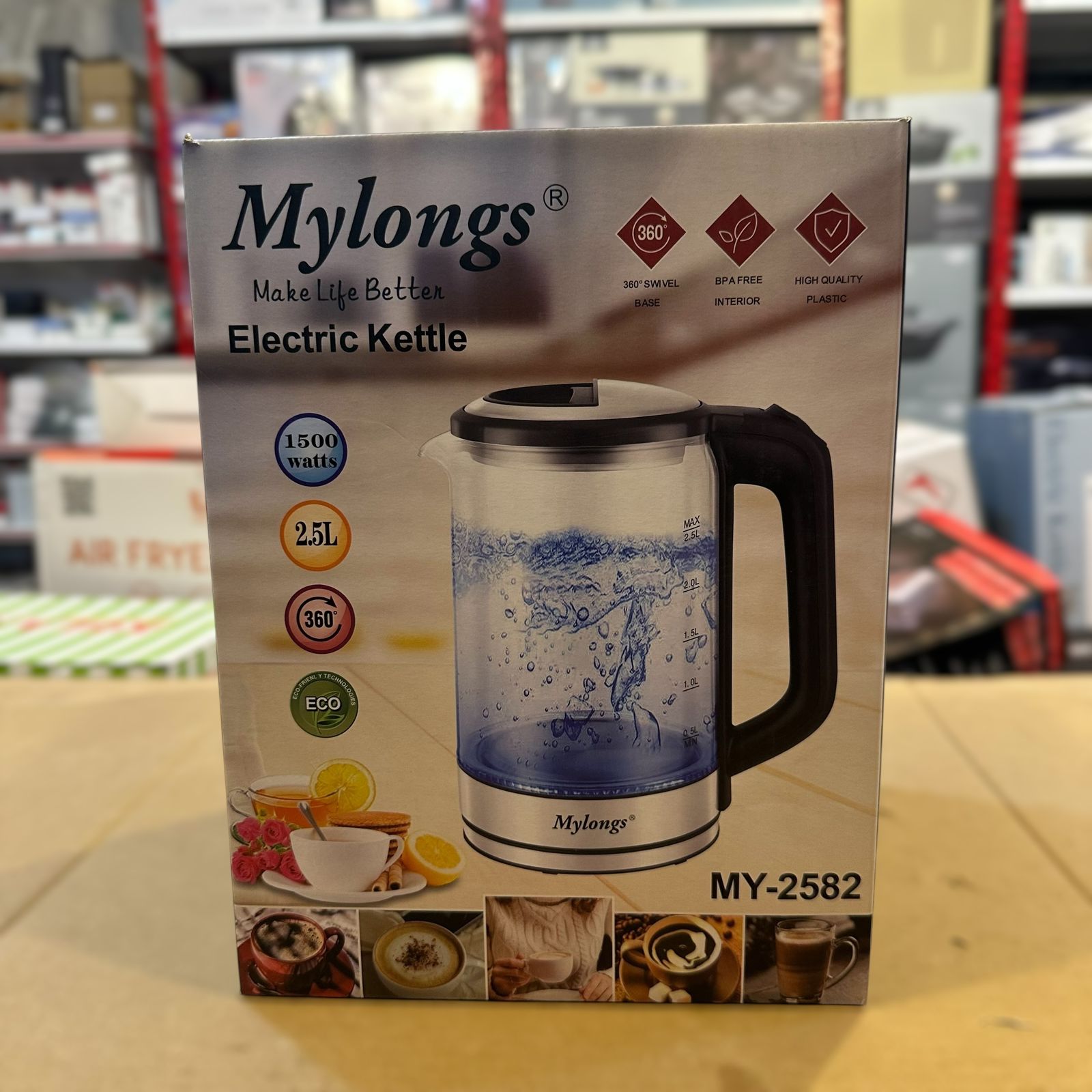 Mylongs 2.5L Glass Electric Kettle 1500W