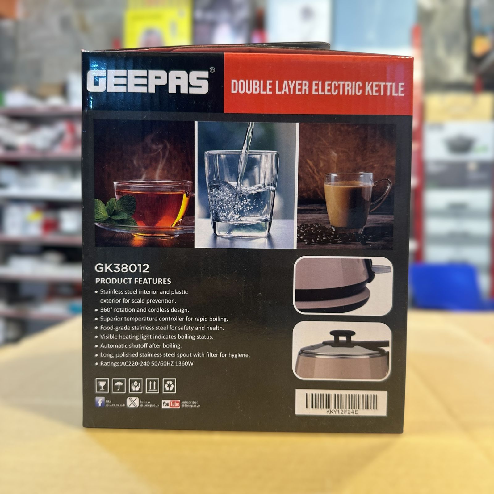 Geepas 1.2L Double Layer Kettle 38012