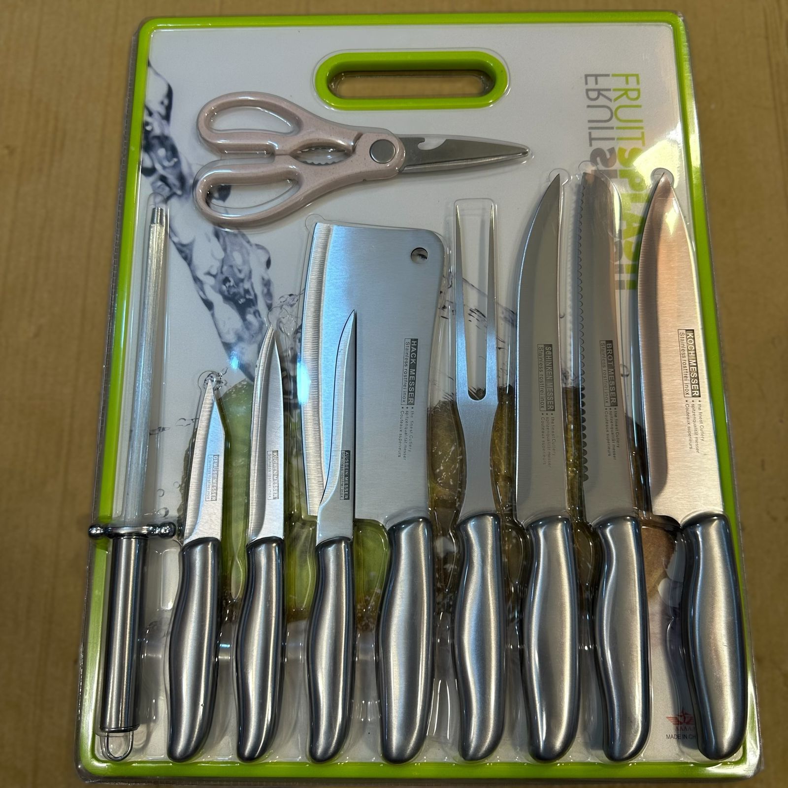 11 in 1 Koch Messer Knives Set with Scissor & Cutting Board