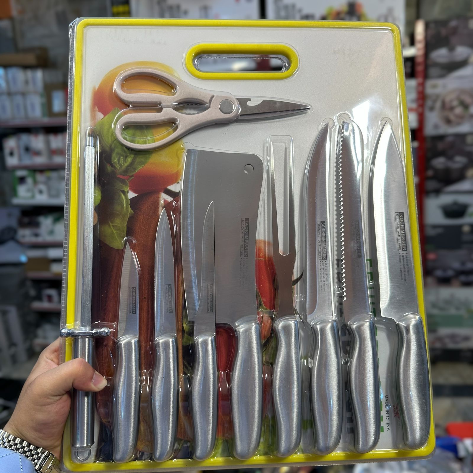 11 in 1 Koch Messer Knives Set with Scissor & Cutting Board