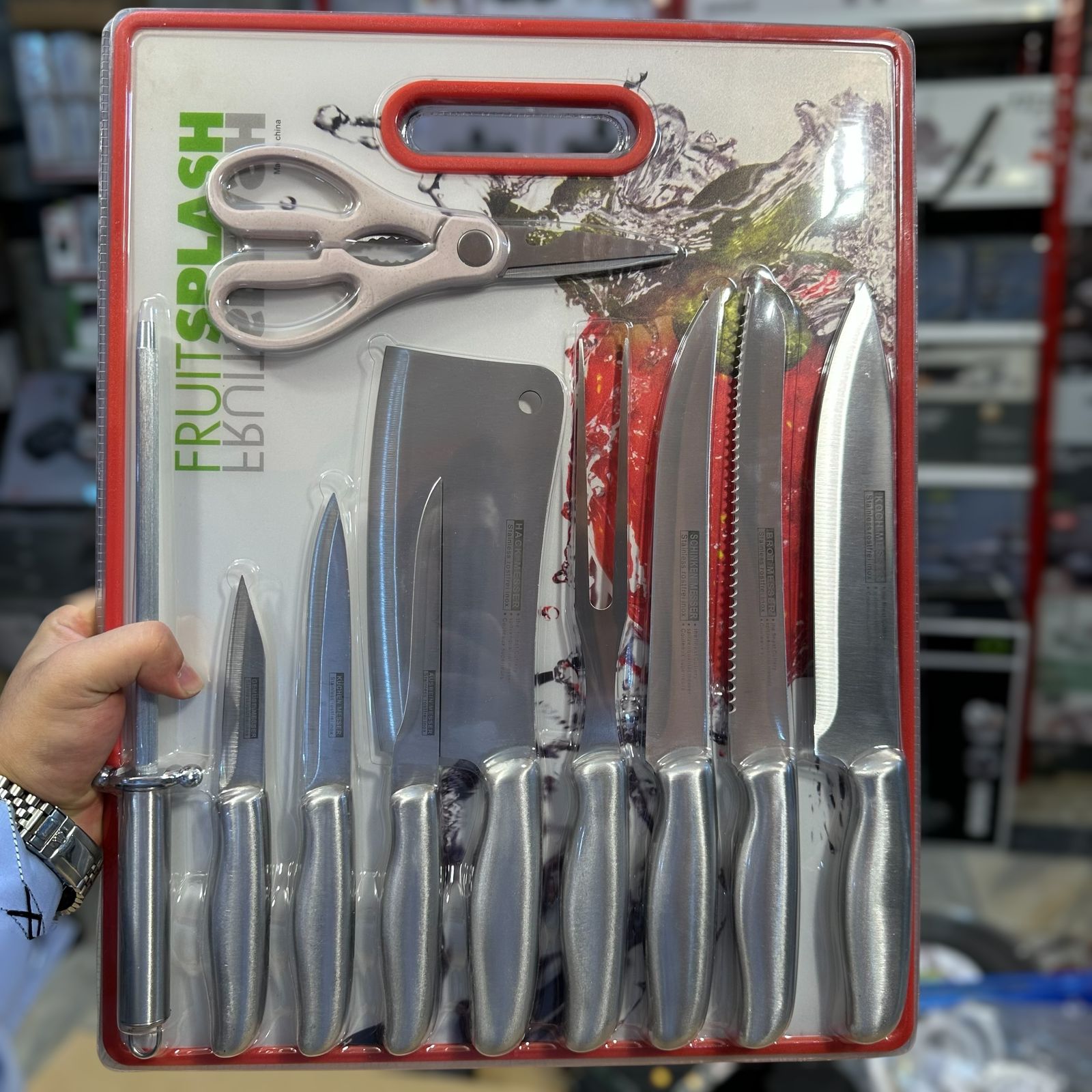 11 in 1 Koch Messer Knives Set with Scissor & Cutting Board