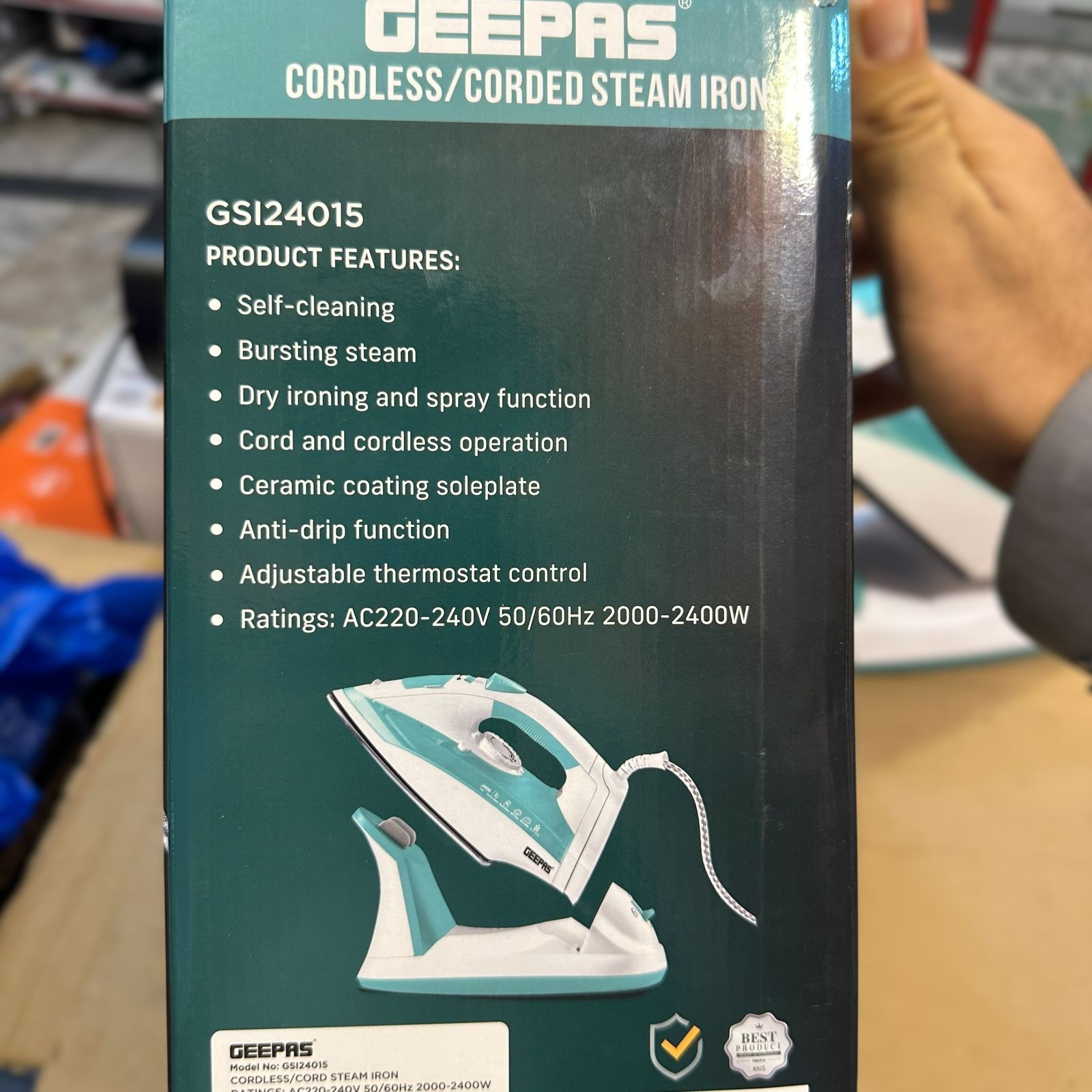 GEEPAS 2400W Cordless/Corded Steam Iron-24015