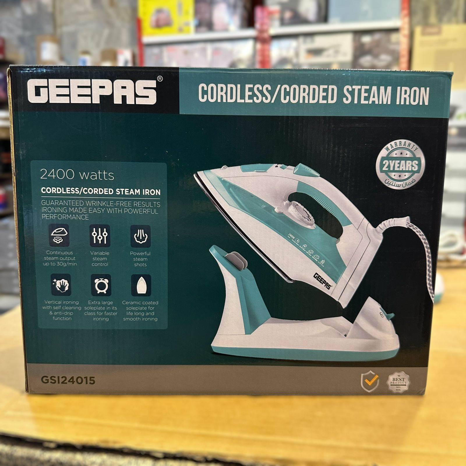 GEEPAS 2400W Cordless/Corded Steam Iron-24015
