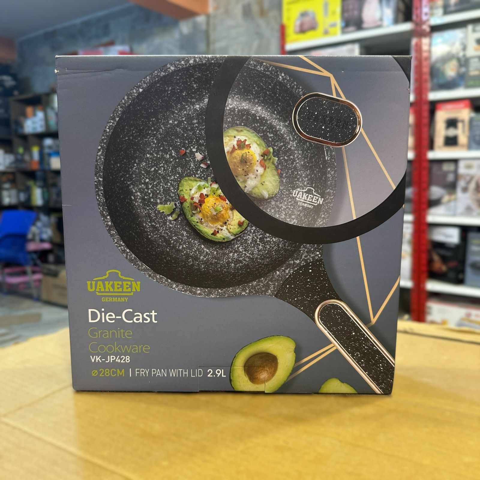 Uakeen Germany Induction Die-Cast Granite Frypan with Lid VK-JP428
