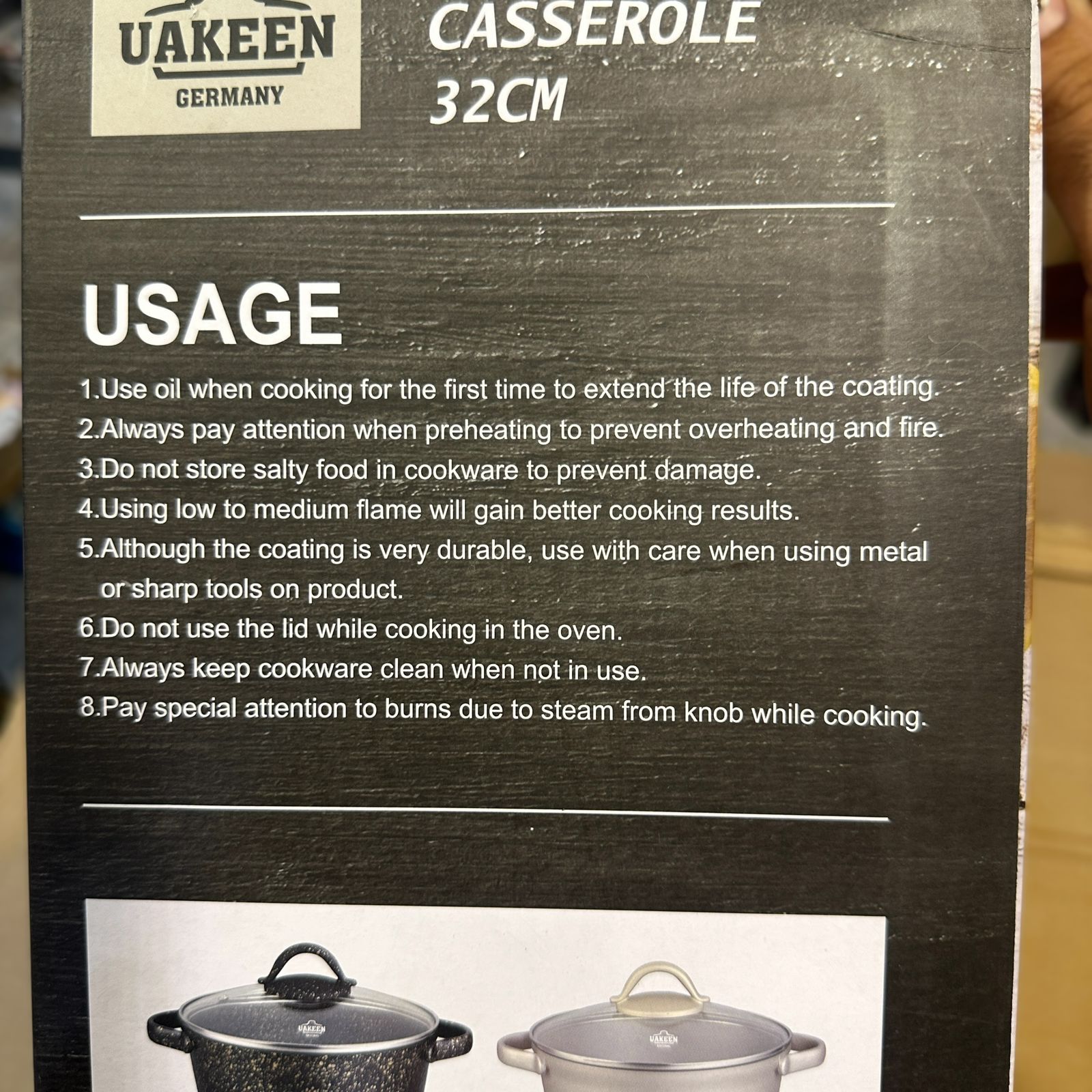 Uakeen Germany Induction Die-Cast Granite Casserole 32cm VK-532