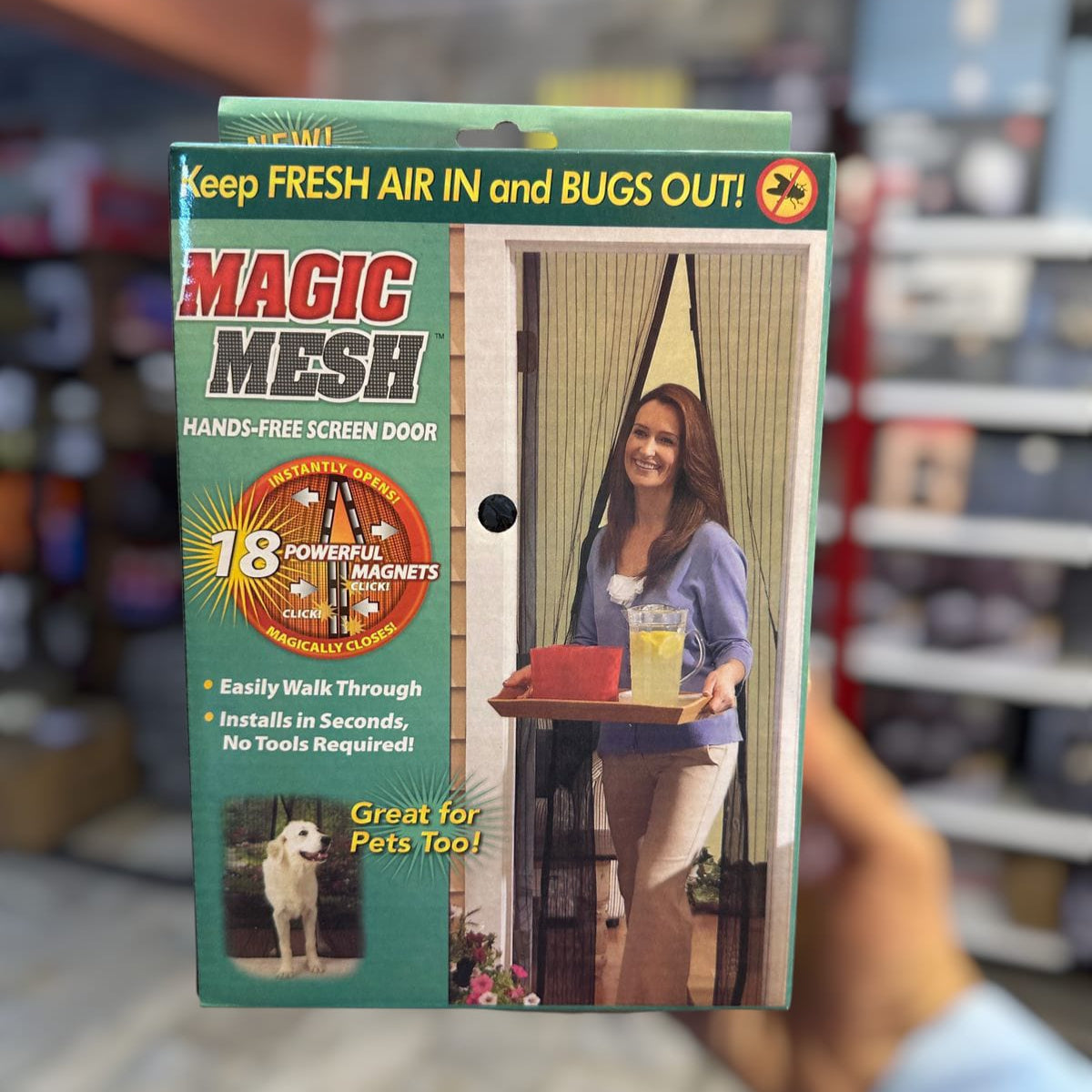 Hands-free Screen Door Magic Mesh