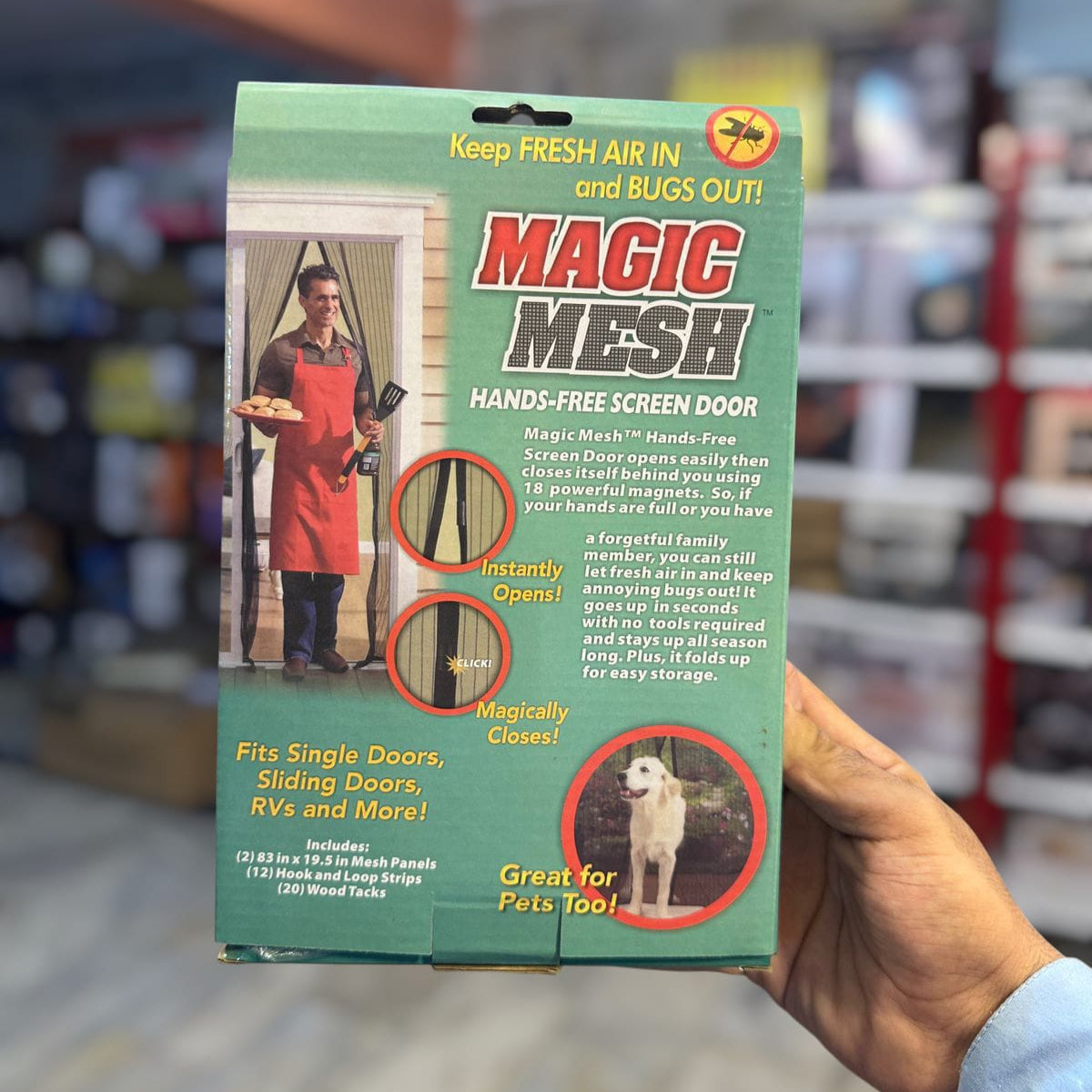 Hands-free Screen Door Magic Mesh