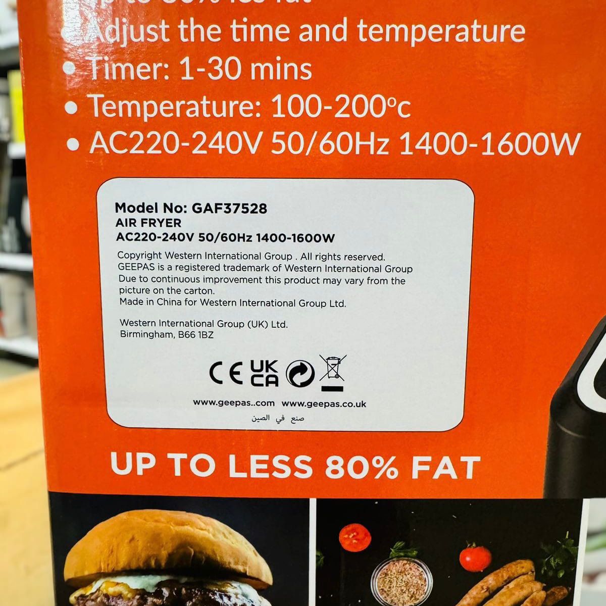 GEEPAS 5L Air Fryer 1600W-37528