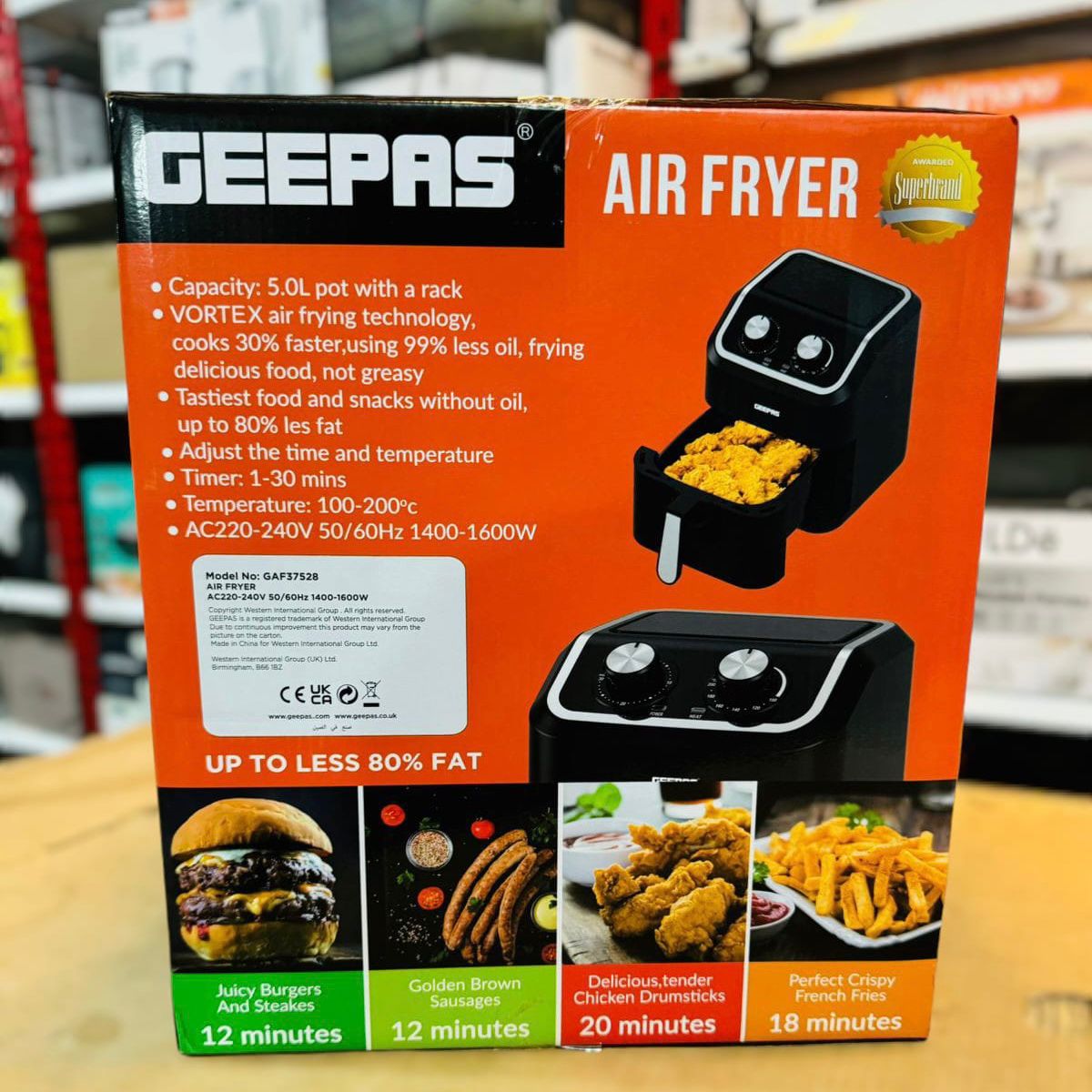 GEEPAS 5L Air Fryer 1600W-37528