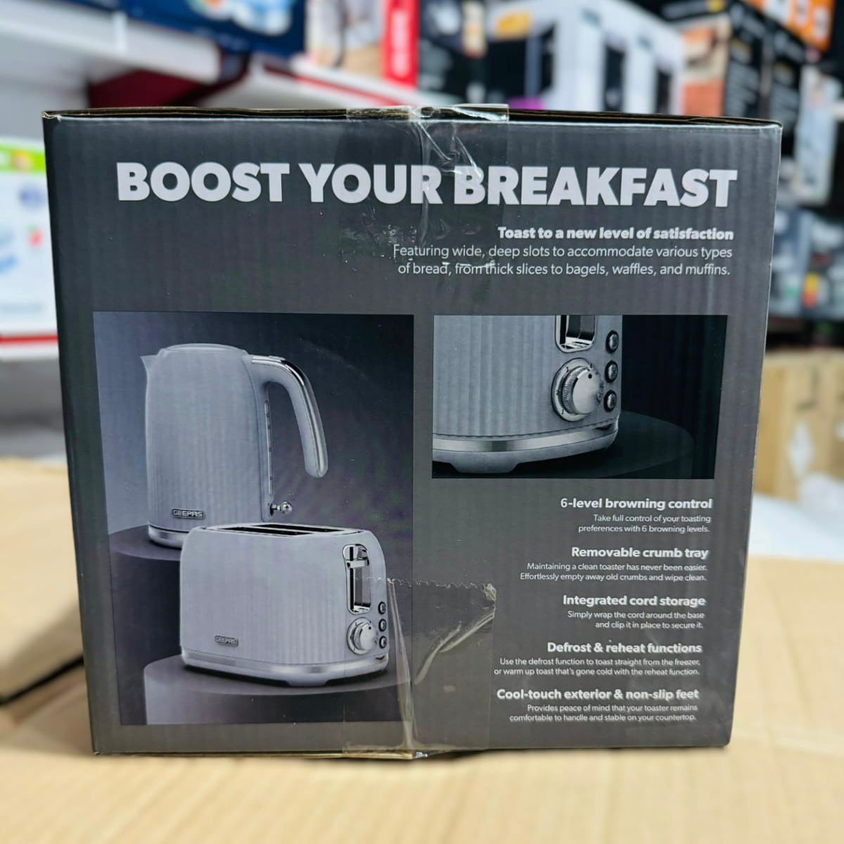 GEEPAS 1000W Fluted 2 Slice Toaster-36558UK
