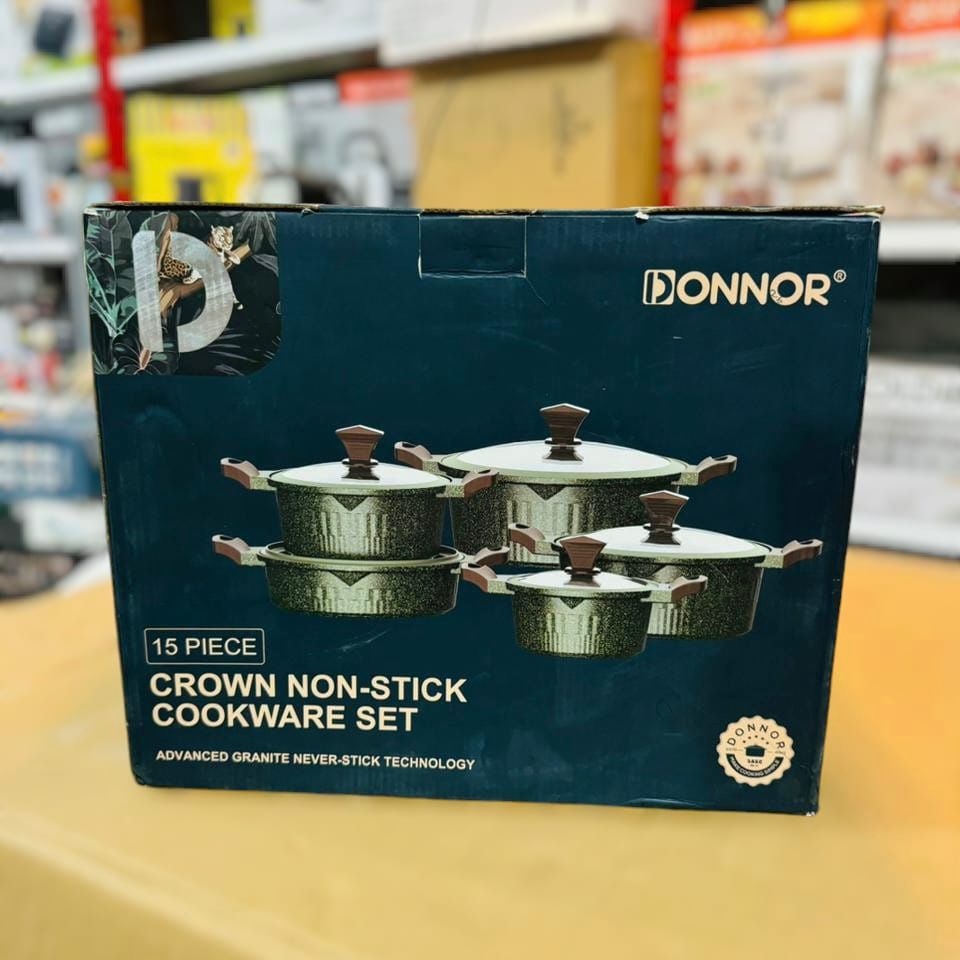 DONNOR 15 Pcs Never-Stick Cookware Set