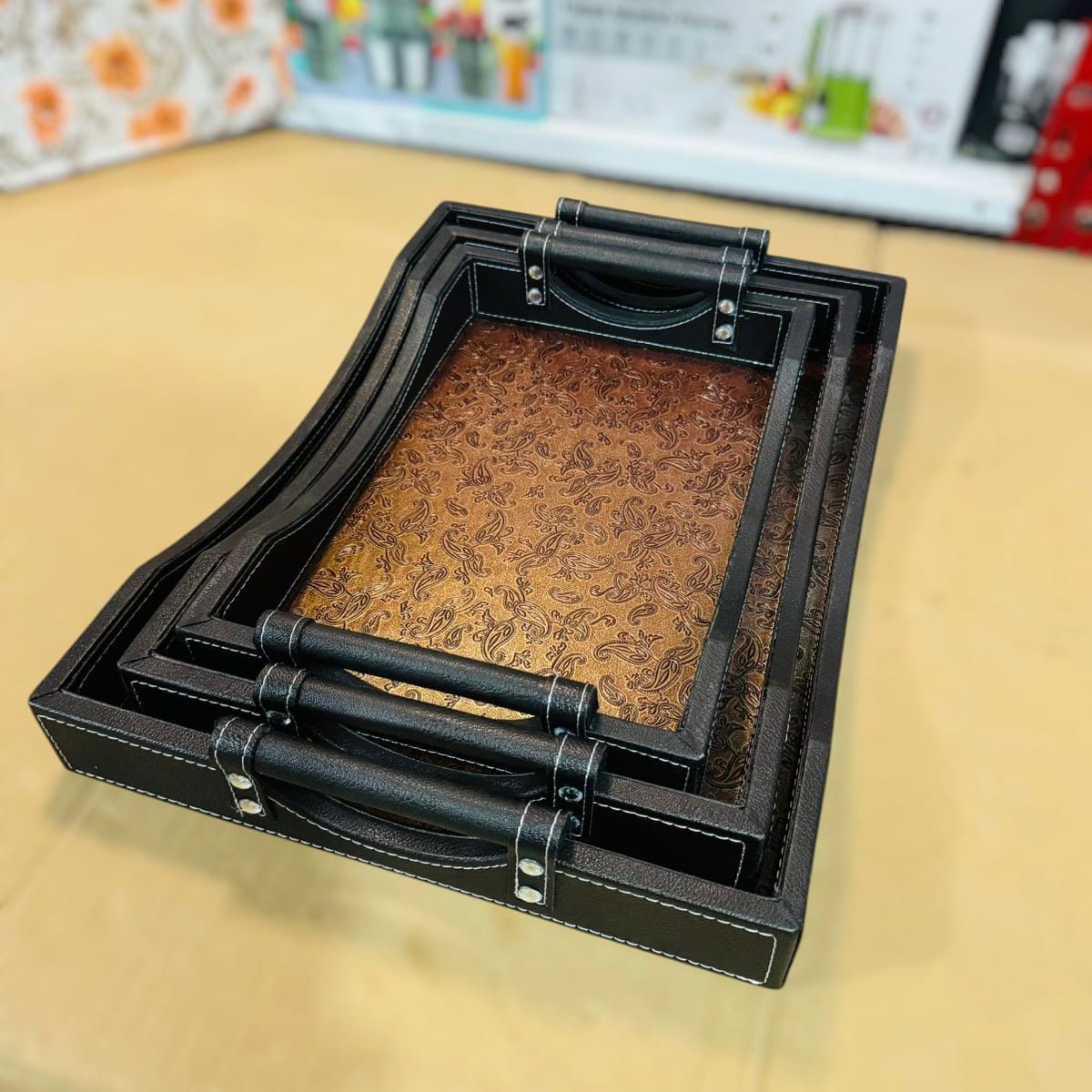 3Pcs Leather Tray Set