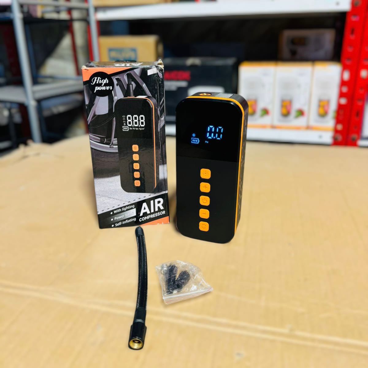 Chargeable Smart Air Compressor with Power Bank