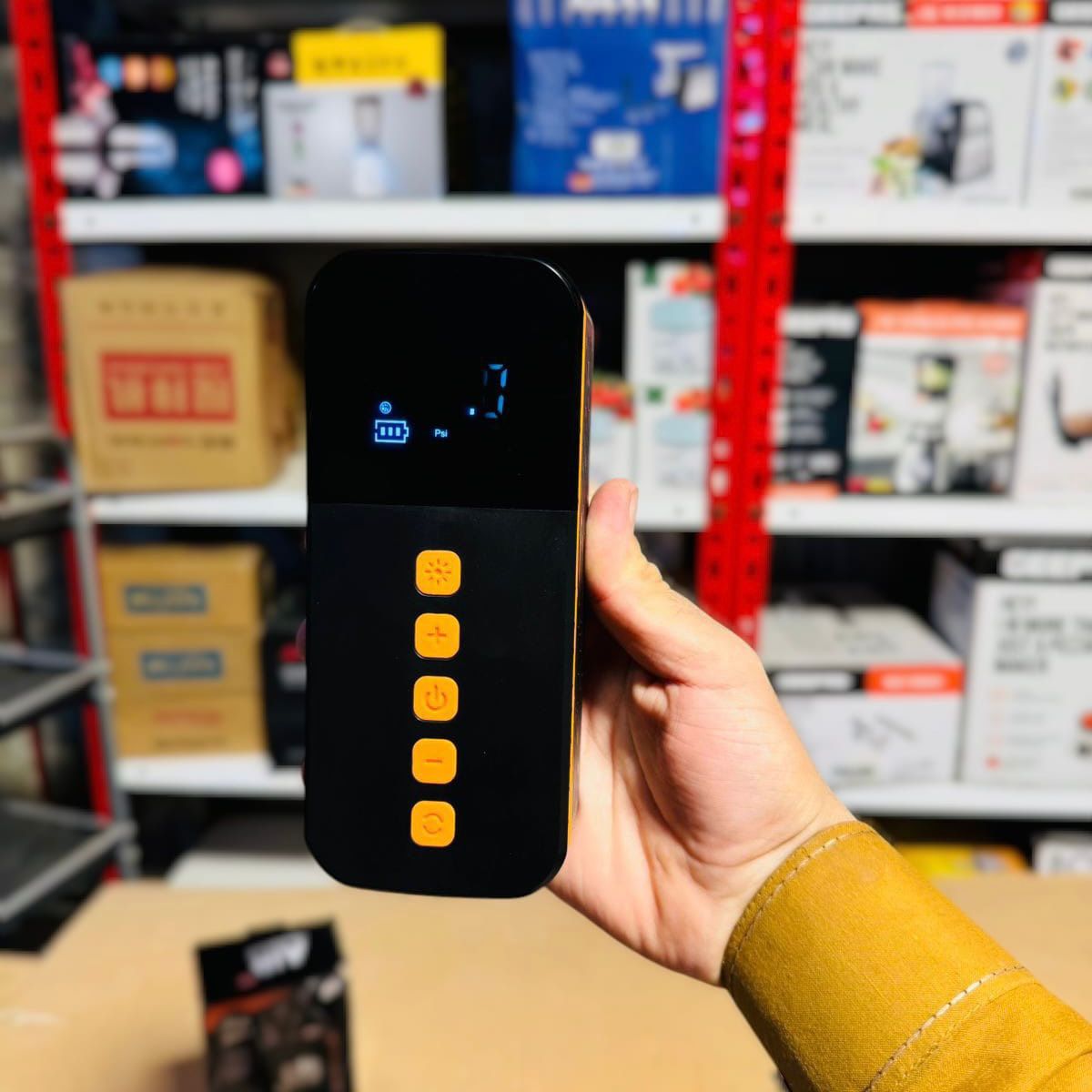 Chargeable Smart Air Compressor with Power Bank