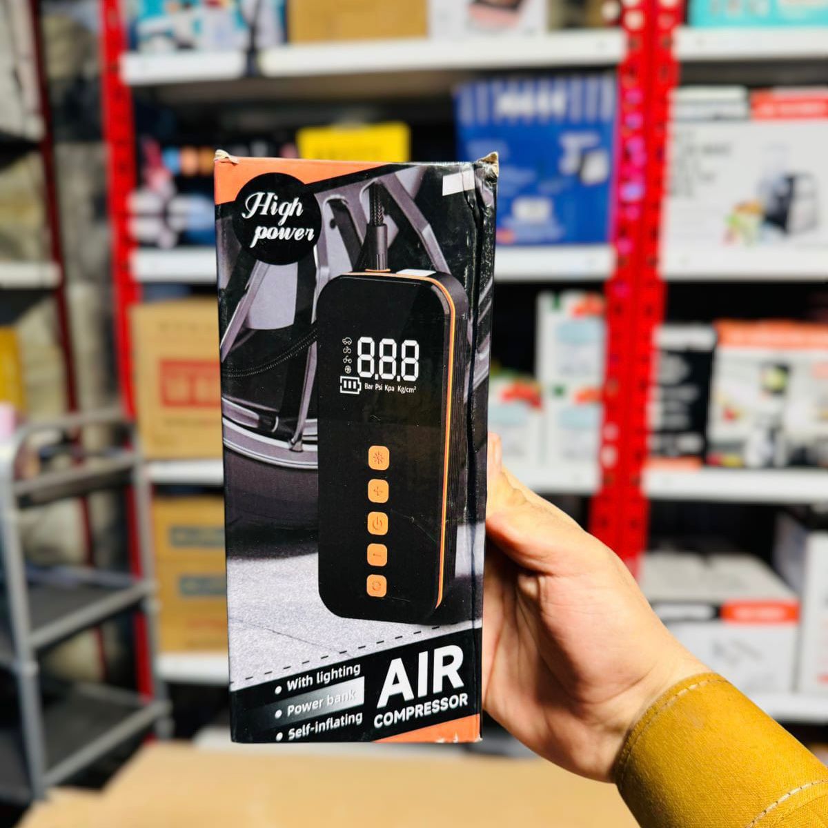 Chargeable Smart Air Compressor with Power Bank