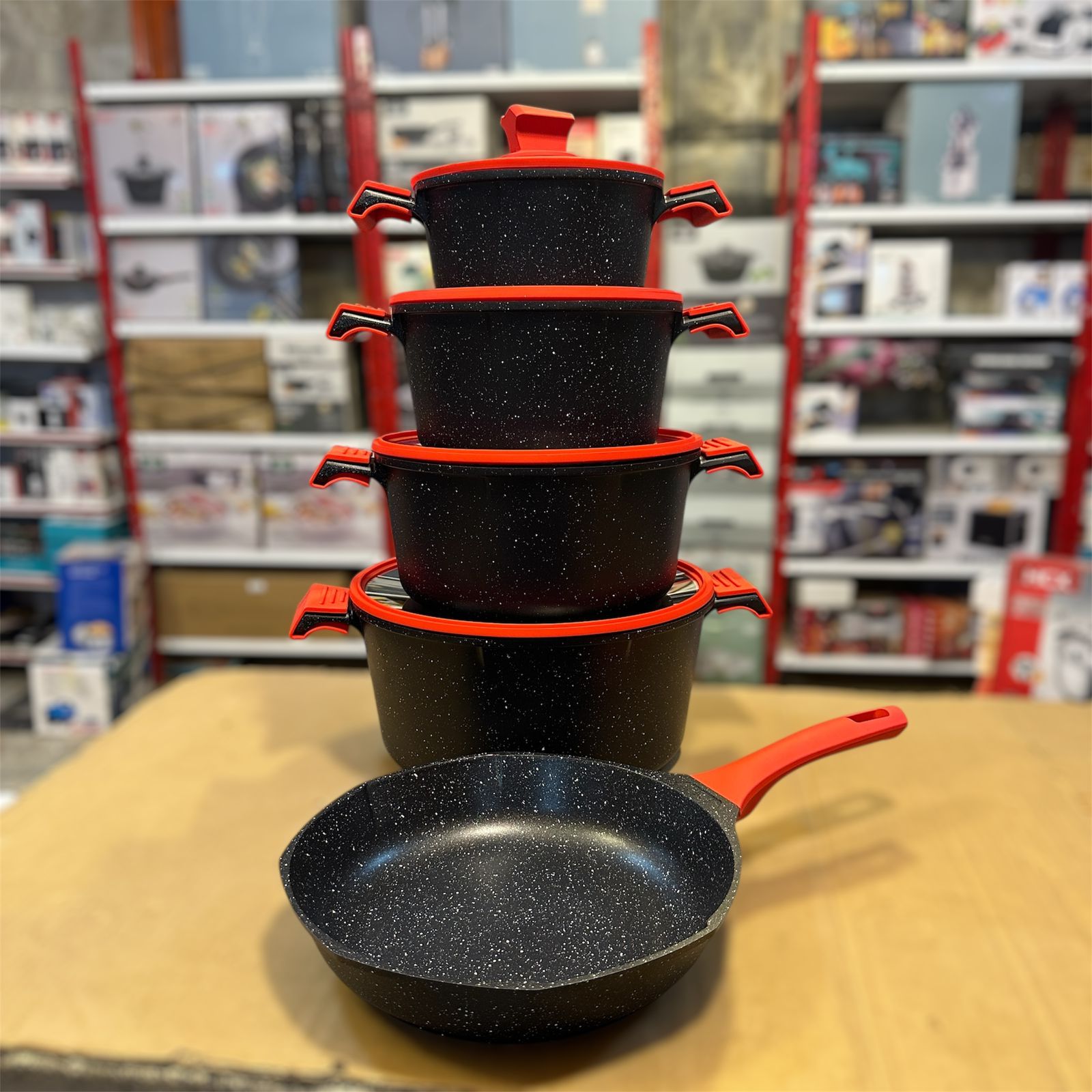 OSFE 17pcs Granite Nonstick Cookware Set