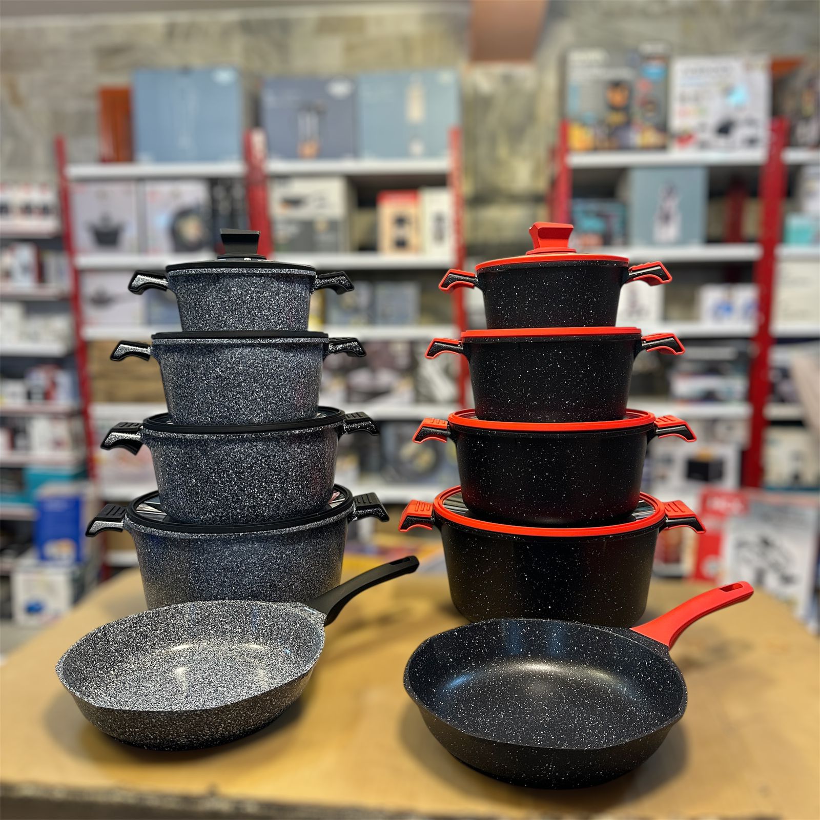OSFE 17pcs Granite Nonstick Cookware Set