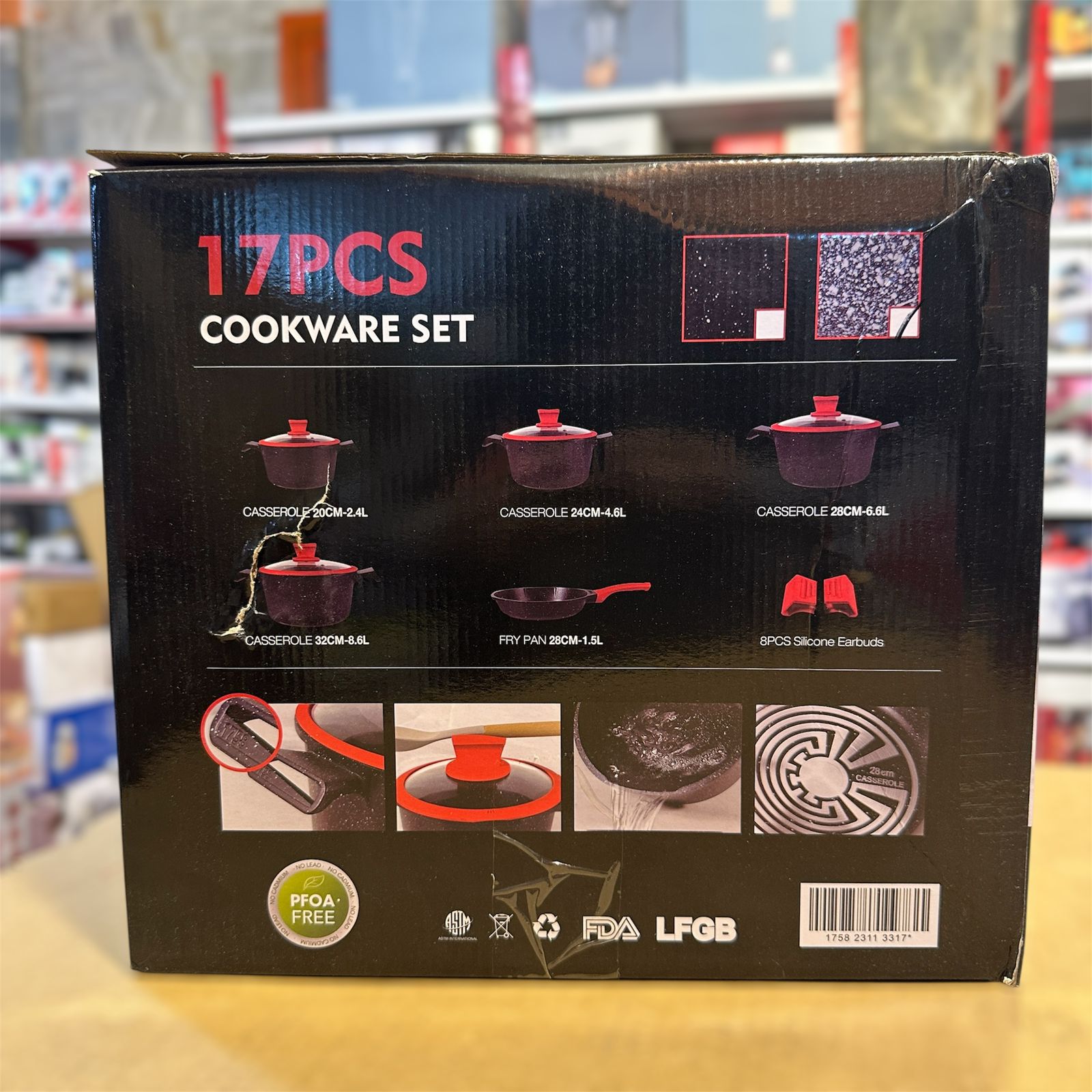 OSFE 17pcs Granite Nonstick Cookware Set